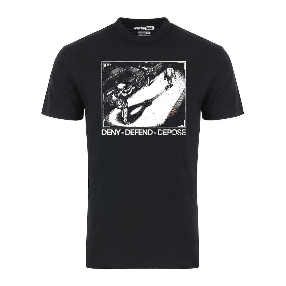 Other Trendy Deny Defend Depose Black and White Graphic Tee Shirt Size US L / EU 52-54 / 3 - 1 Preview