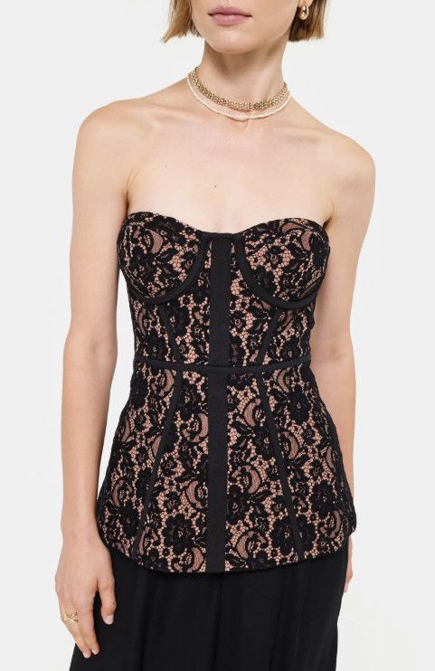 CAMI NYC CAMI NYC Vega Lace Floral Zip Corset Top ( 4 ) Size XS / US 0-2 / IT 36-38 - 2 Thumbnail