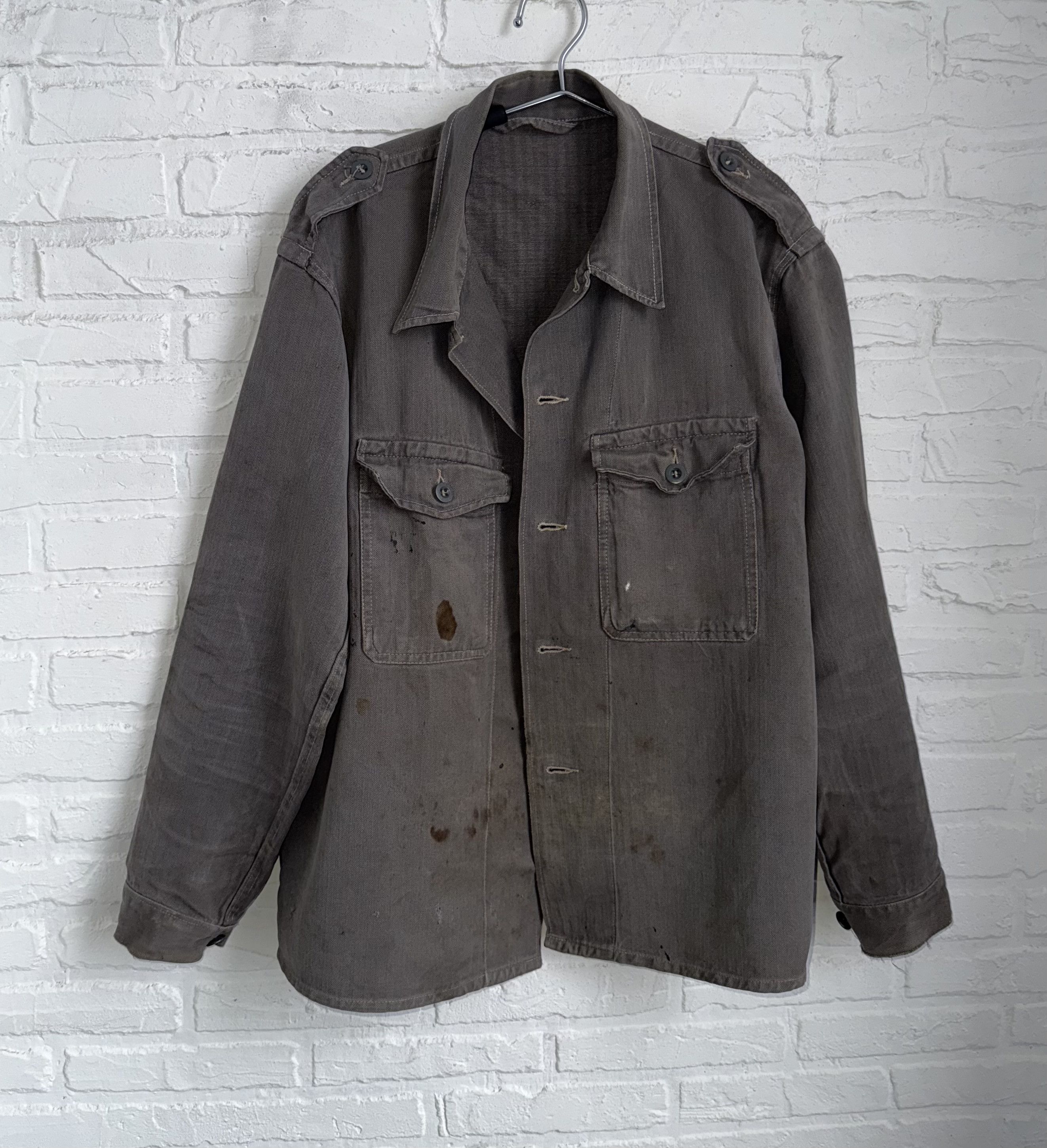 Vintage RARE 1930s 1940s Brown Moleskin French Chore Jacket Size US L / EU 52-54 / 3 - 2 Thumbnail