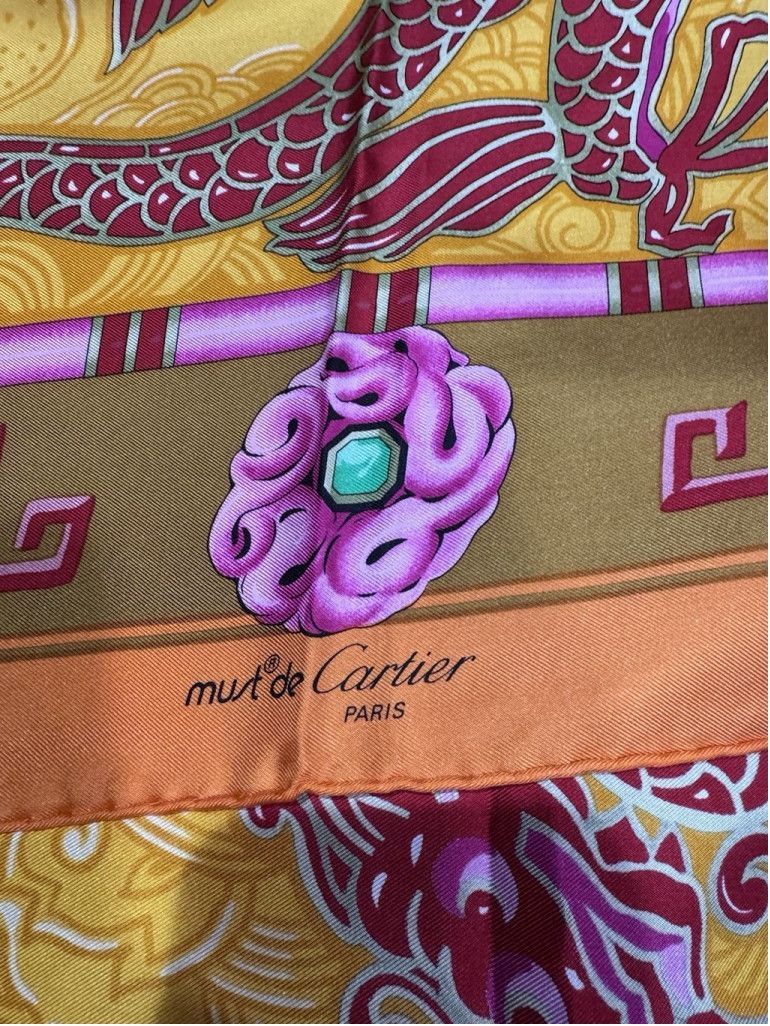 Cartier Cartier Silk Double Dragon Scarf/ Shawl 34" x34” in Box Size ONE SIZE - 11 Thumbnail