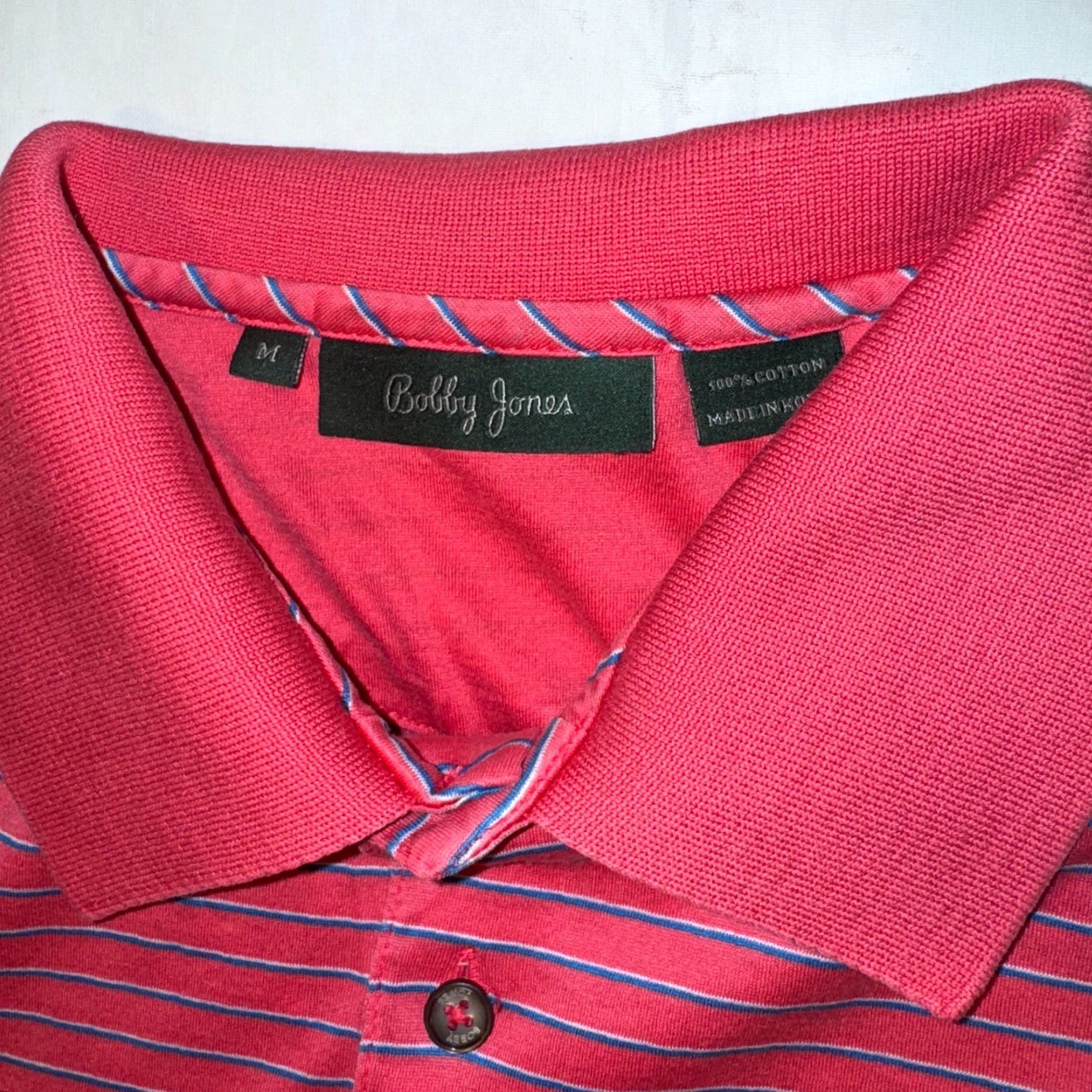 Vintage Bobby Jones Polo Shirt Pink Striped Athletic Golf - M Short Sleeve Shirt Mens Modern Classic Sports Pullover Breathable Moisture Wicking Size US M / EU 48-50 / 2 - 2 Thumbnail