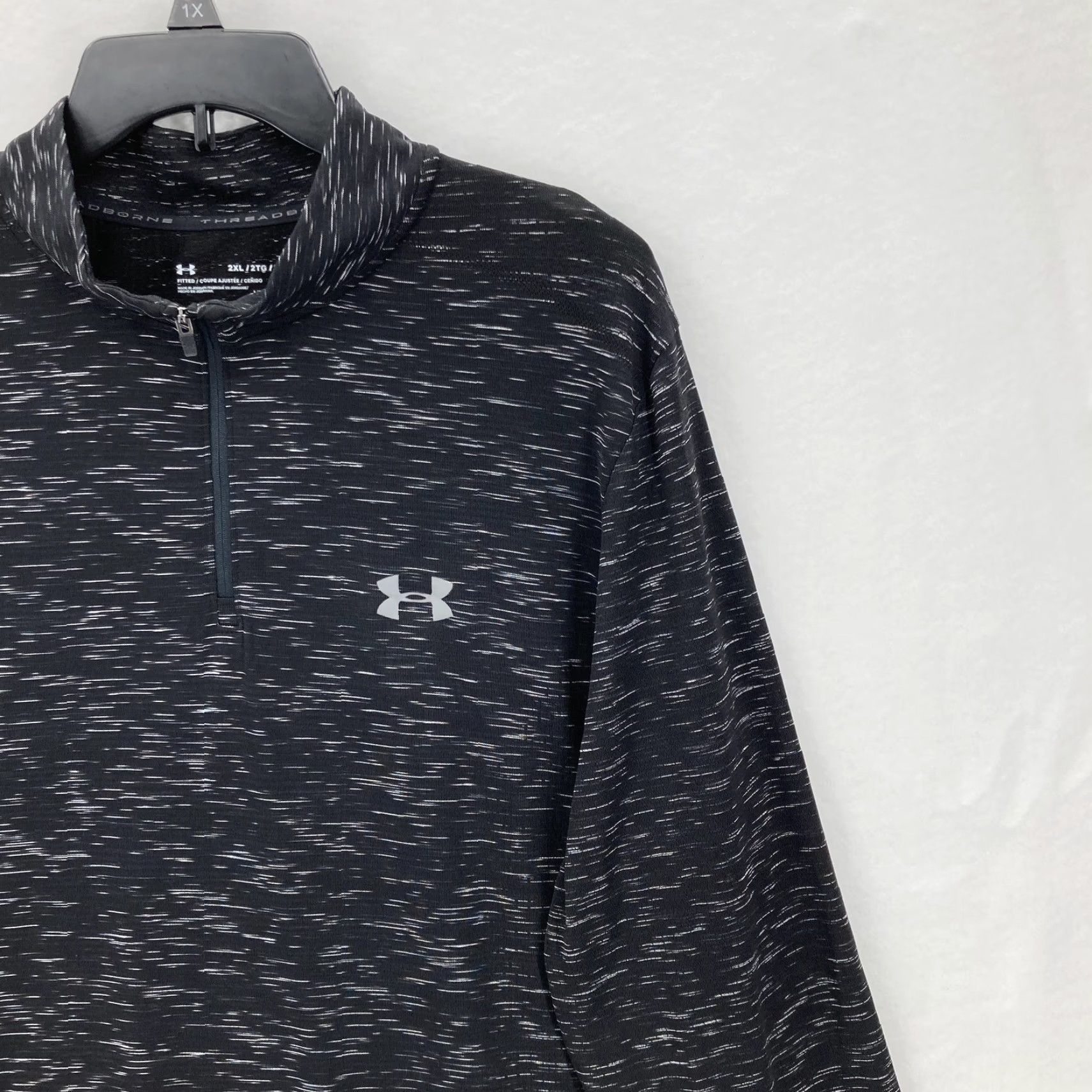 Under Armour Under Armour Pullover Mens 2XL Black Threadborne HeatGear Half Zip Athletic Top Size US XXL / EU 58 / 5 - 2 Thumbnail