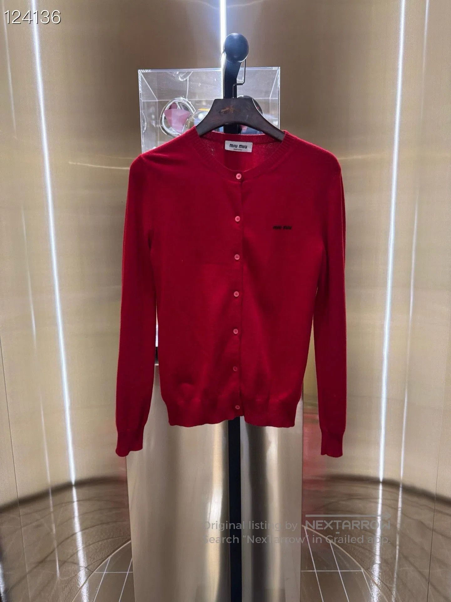 Miu Miu Miu Miu 24 Runway Red Cashmere Cardigan. Size M / US 6-8 / IT 42-44 - 1 Thumbnail