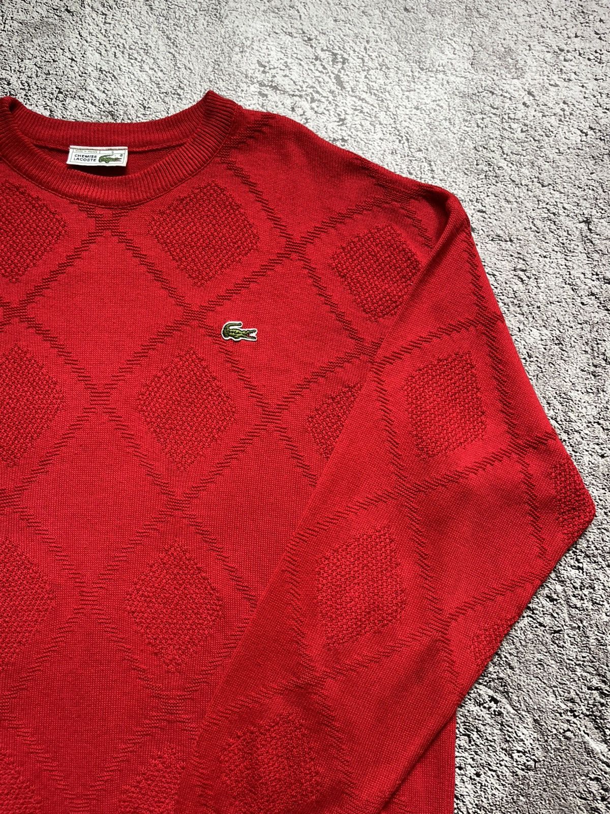 Lacoste Vintage Lacoste Diamond Knit Sweater Red Size US L / EU 52-54 / 3 - 3 Thumbnail