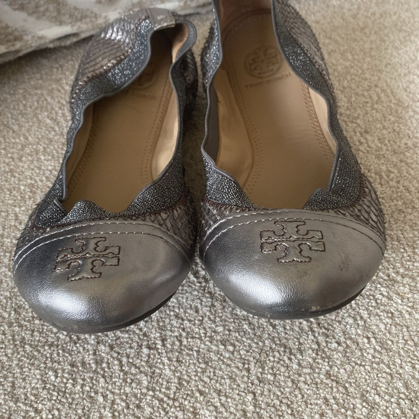 Tory Burch Tory Burch Gabby Ballet Python Pewter Gray Size 7 Size US 7 / IT 37 - 7 Thumbnail