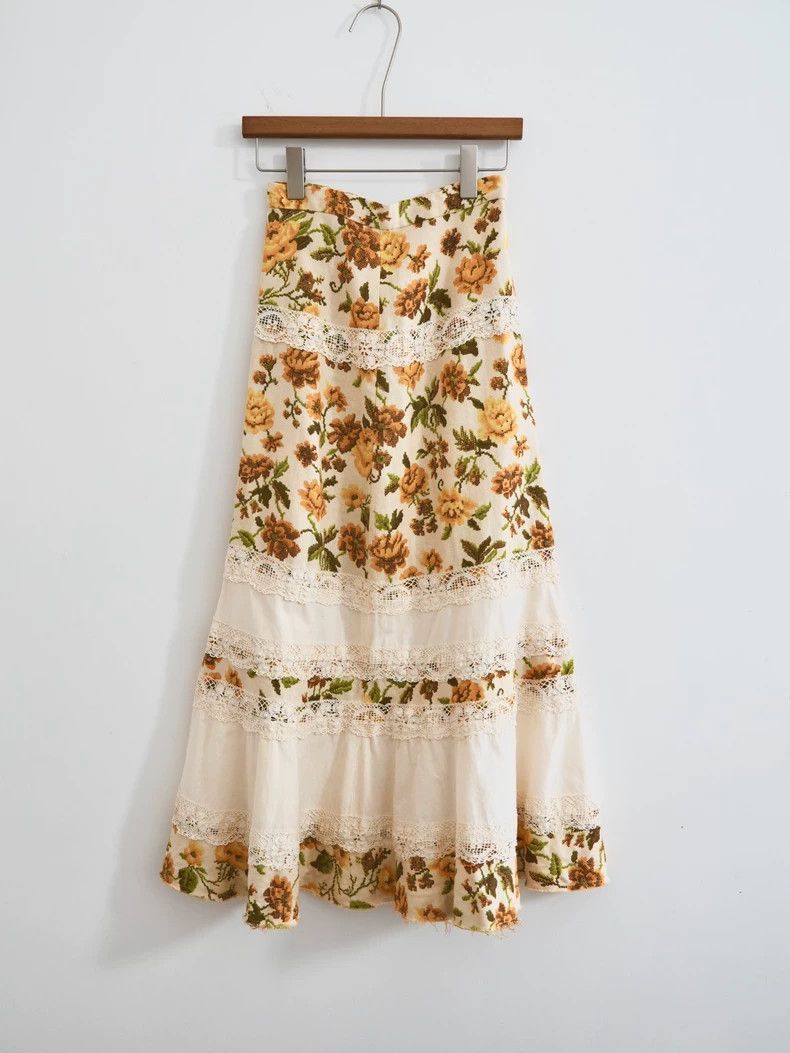 Comme des Garcons Gold Floral Midi Skirt - dmc