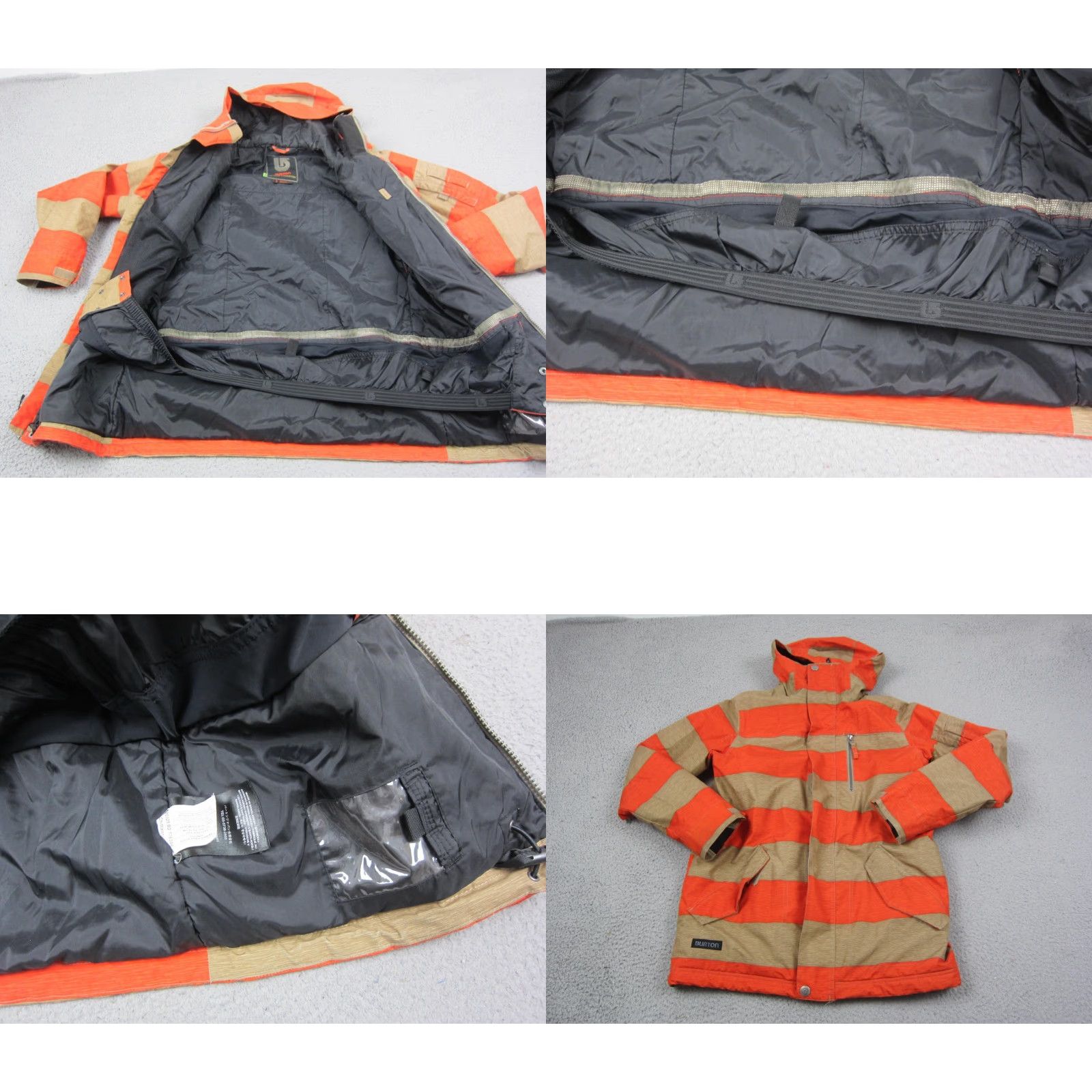 Burton Burton Jacket Mens Small Orange Striped Hooded DryRide Snowboard Ski Windbreaker Lining Polyester Regular-Size Clothing Outdoors Mens Size US S / EU 44-46 / 1 - 9 Thumbnail