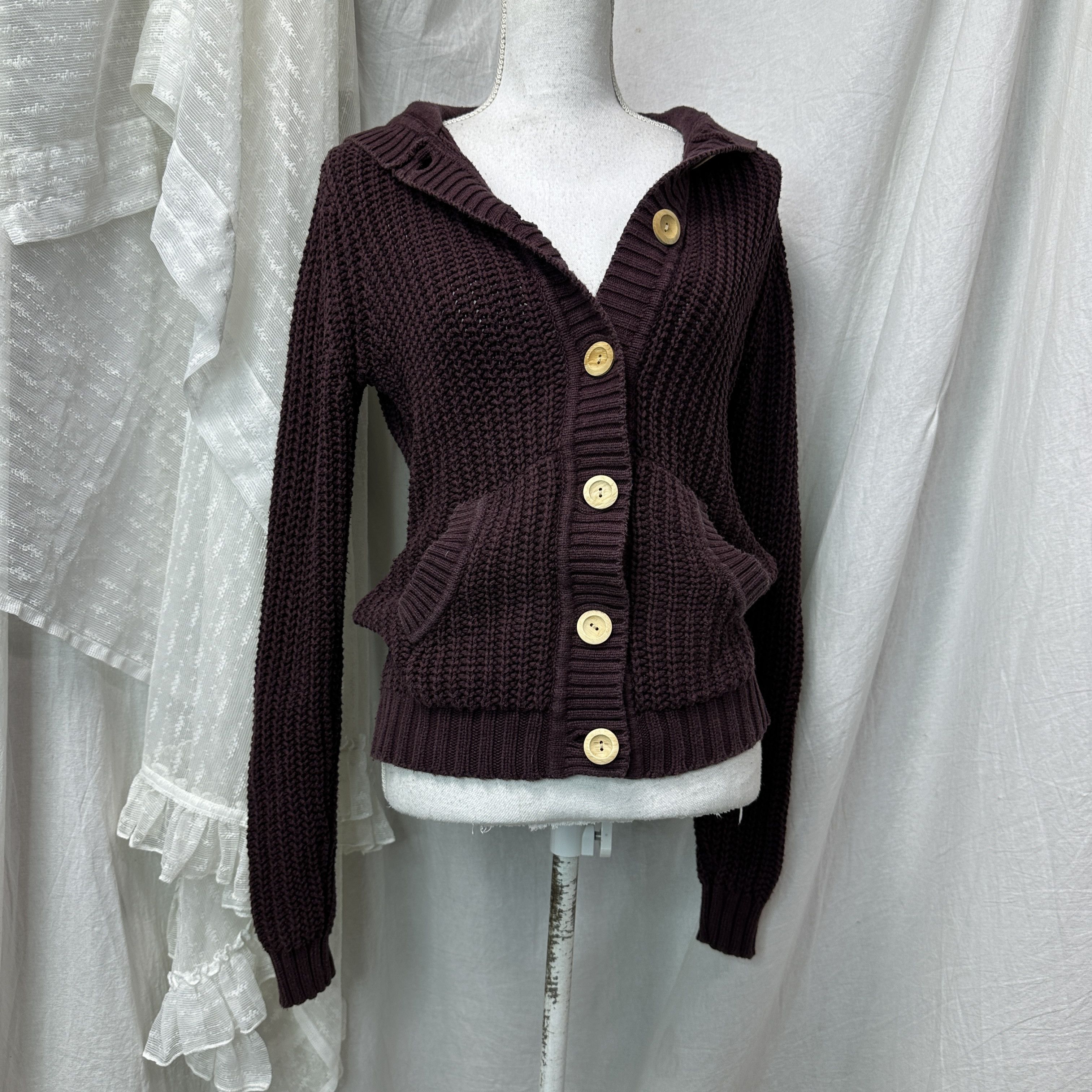 Vintage Vintage Buttoned Hoody Sweater Y2K Size S / US 4 / IT 40 - 2 Thumbnail