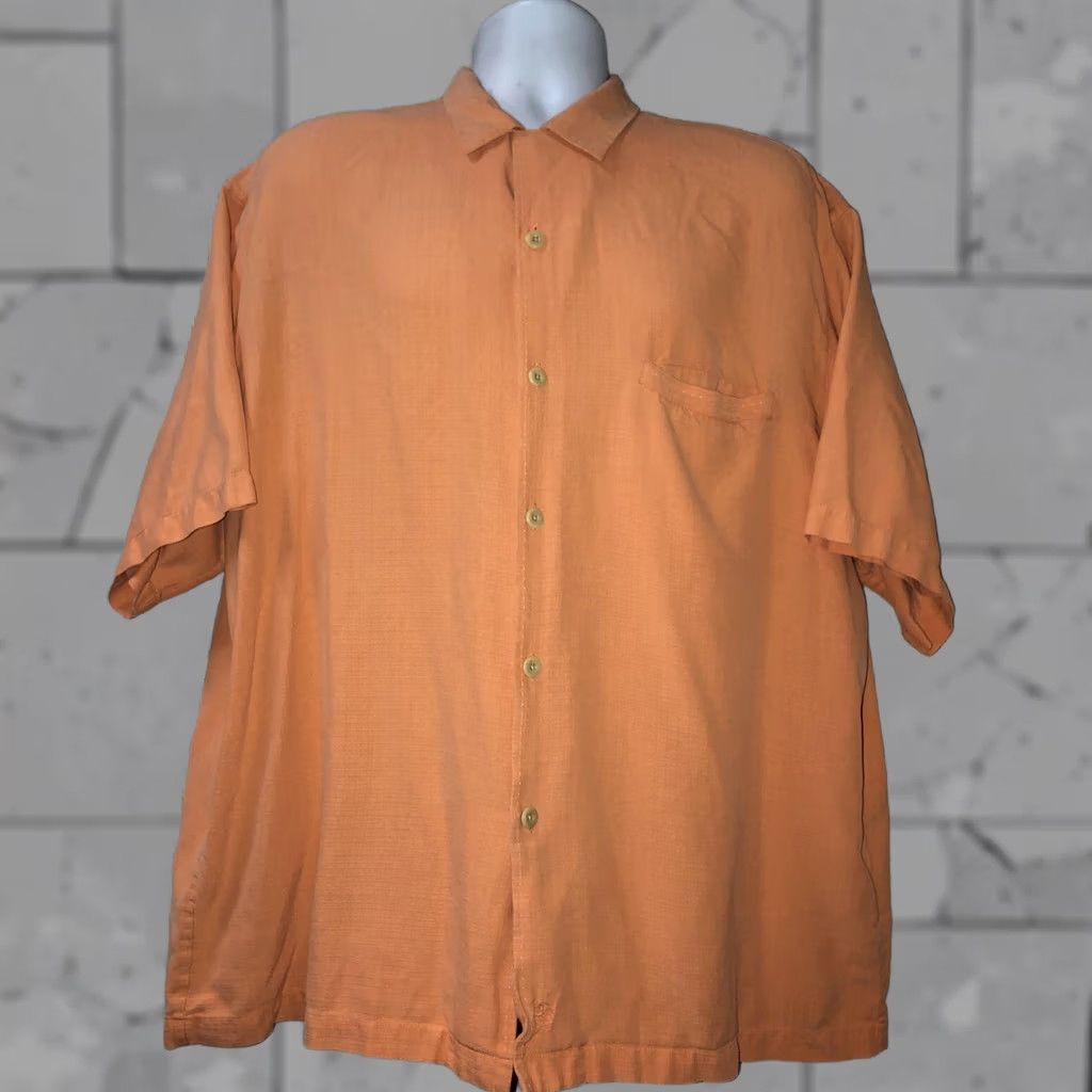 Nat Nast Nat Nast Silk Blend Orange Hawaiian Mens XL Shirt Short Sleeve Collared Button-Up Size US XL / EU 56 / 4 - 1 Thumbnail