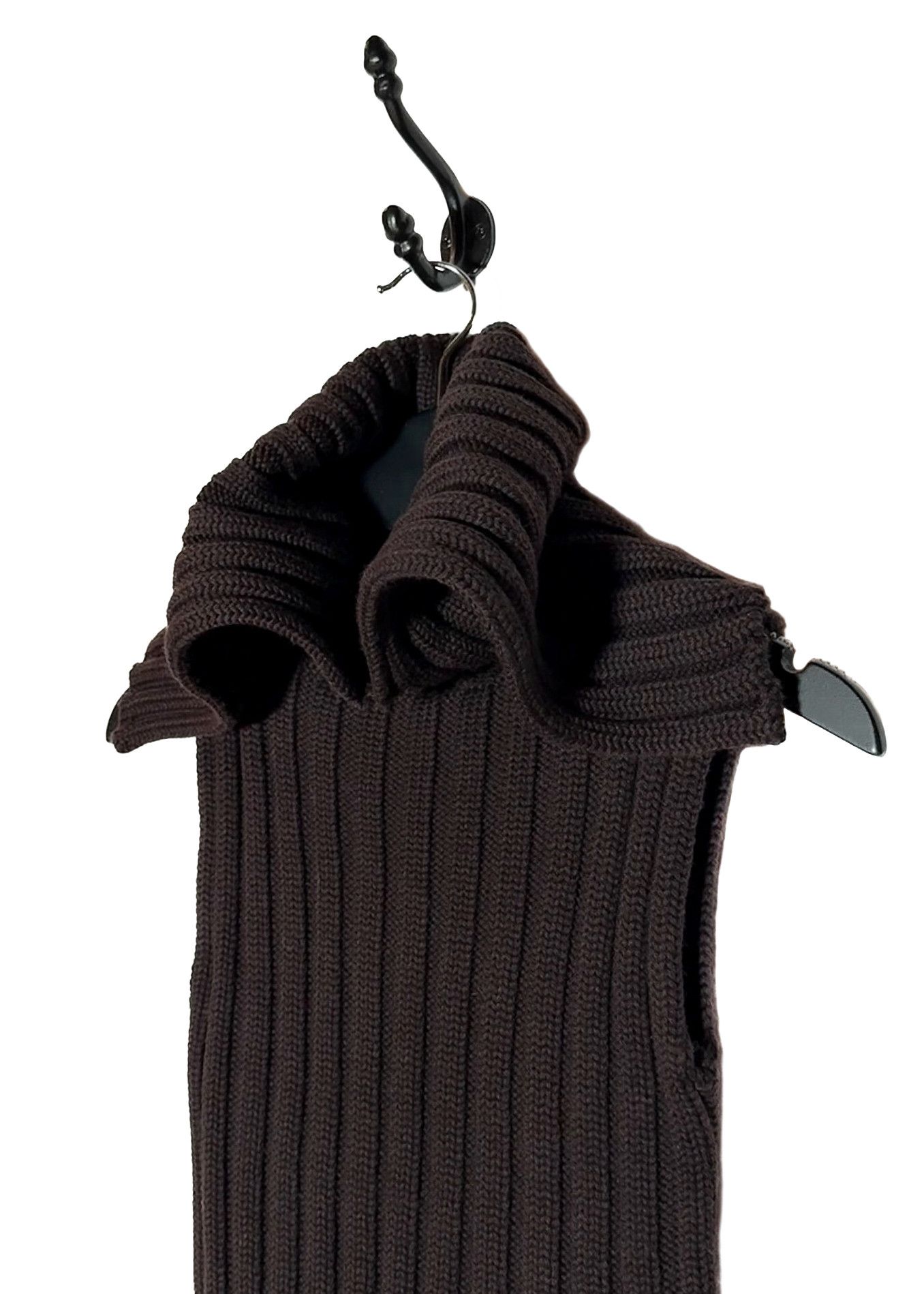 Dolce & Gabbana Dolce & Gabbana Brown Sleeveless Oversized Collar Knit Top Size XS / US 0-2 / IT 36-38 - 3 Thumbnail