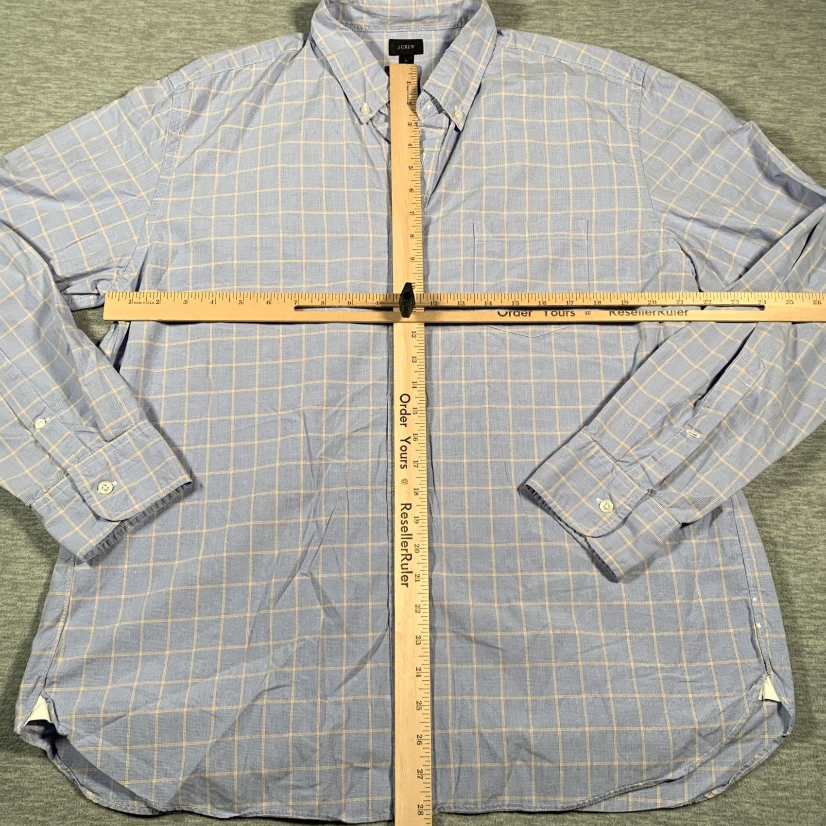 J.Crew VINTAGE? (No) J.CREW Shirt Mens XL Blue Yellow Windowpane Button-Down Long Sleeve Shirt Mens XL Blue Windowpane Check Button-Down Collar Size US XL / EU 56 / 4 - 6 Thumbnail