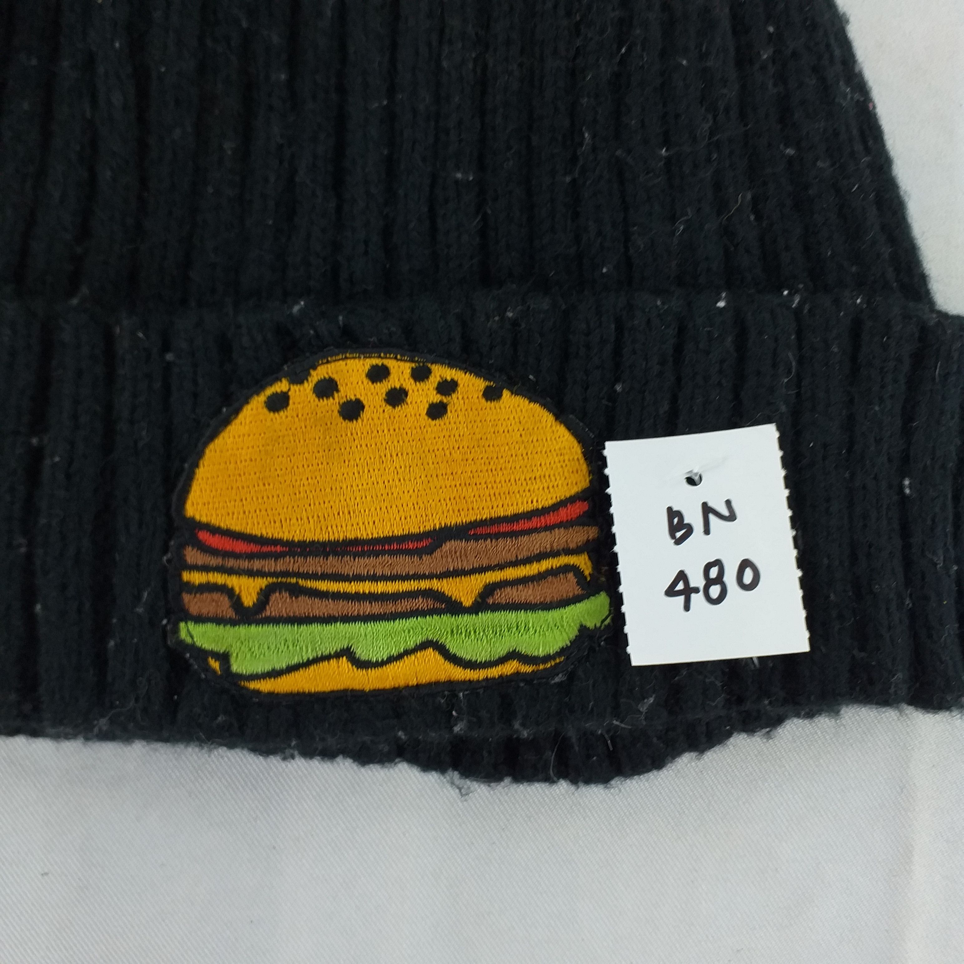 Japanese Brand Burger Image Embroidery Snow Cap Beanie Hat -BN480 Size ONE SIZE - 5 Thumbnail