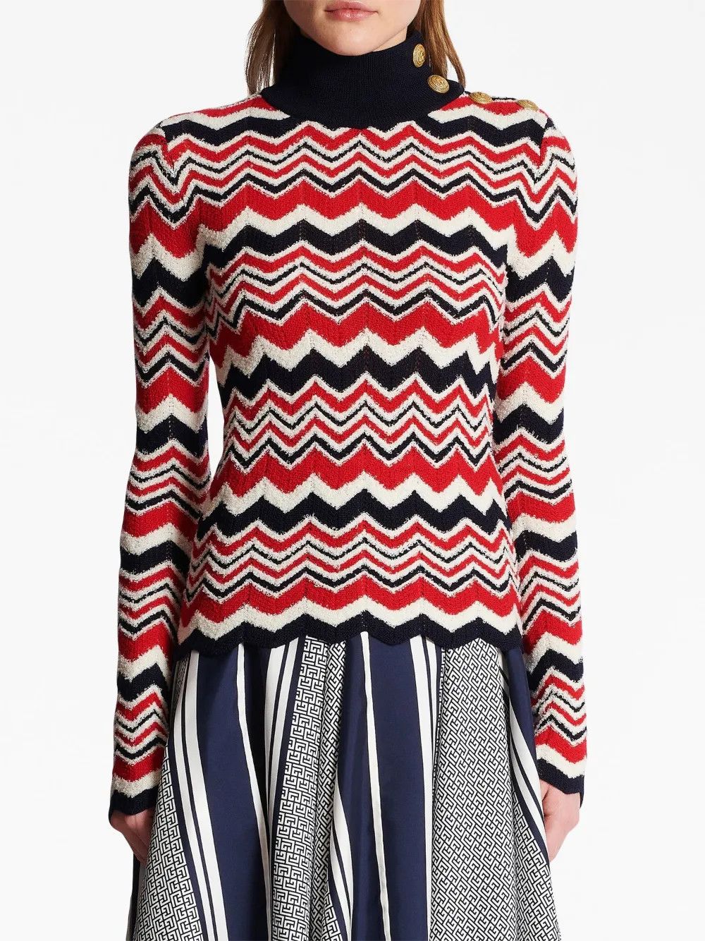 Balmain o1y0625 Turtleneck Sweater in Multicolor Size M / US 6-8 / IT 42-44 - 2 Thumbnail