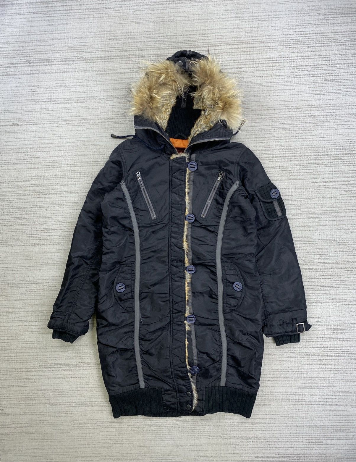Avirex Vintage Avirex Air Station Faux Fur Hoodie Long Jacket Size US M / EU 48-50 / 2 - 2 Thumbnail