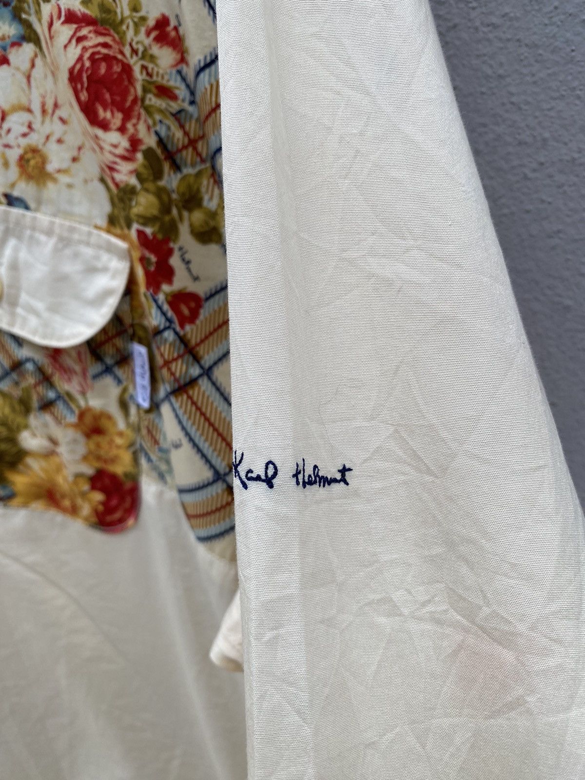 Japanese Brand 🔥RARE🔥 Karl Helmut Floral Patchwork Half Button Shirt Size US L / EU 52-54 / 3 - 4 Thumbnail