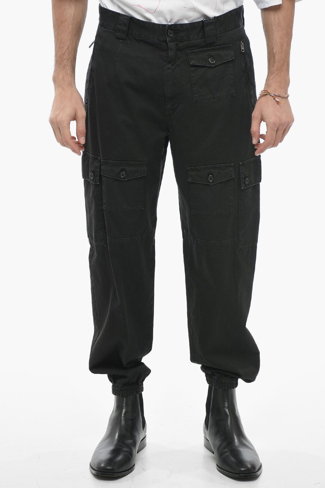 image of Dolce Gabbana Og1Mm0424 Cotton Cargo Pant In Black, Men's (Size 38)