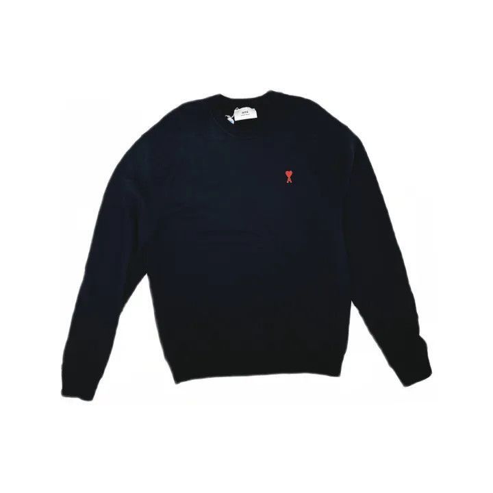 AMI AMIPARIS Black Sweatshirt with Red Heart Embroidery -2507 Size US L / EU 52-54 / 3 - 2 Thumbnail