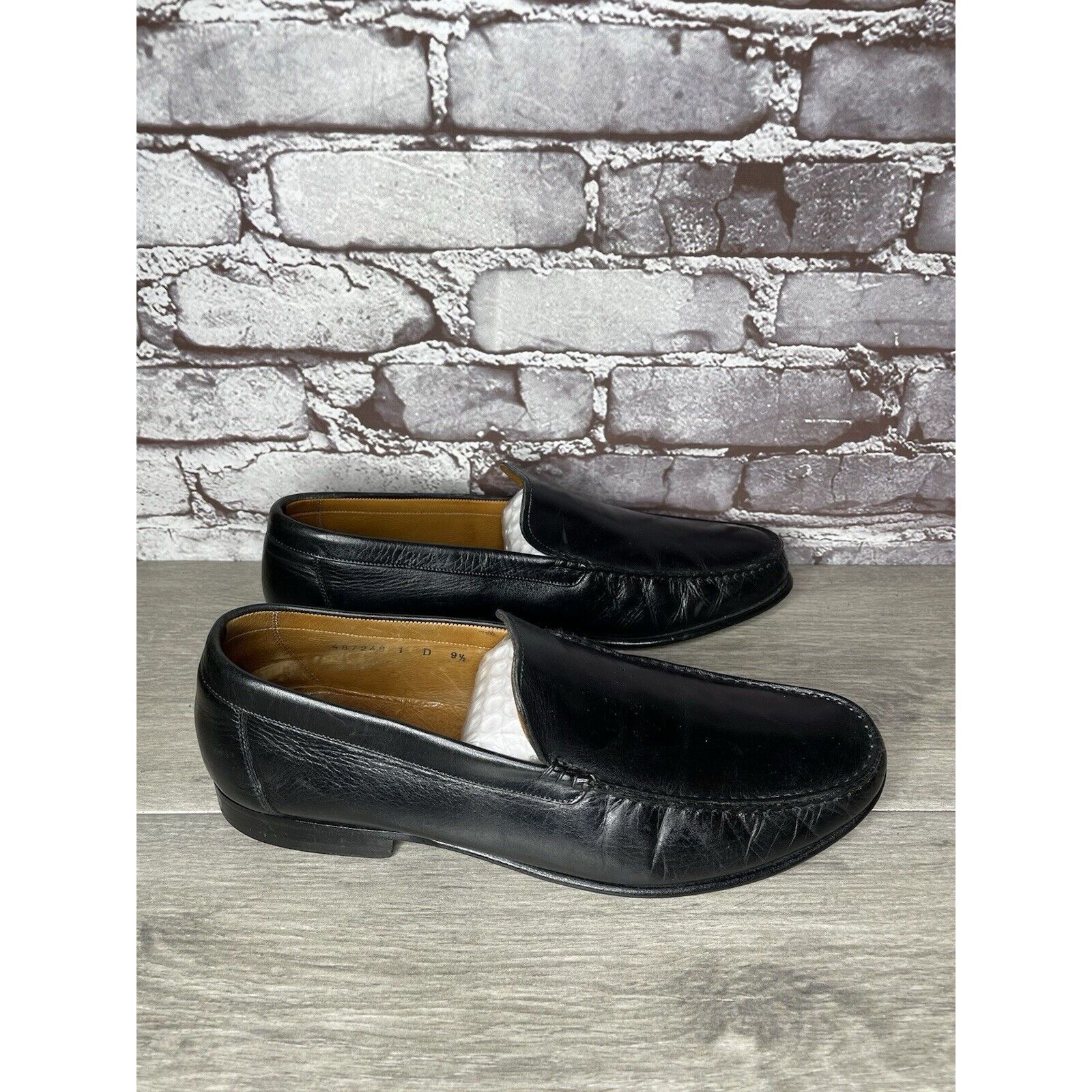 Santoni Santoni Black Leather Moc Toe Slip On Dress Loafers Shoes Me Size US 9.5 / EU 42-43 - 5 Thumbnail