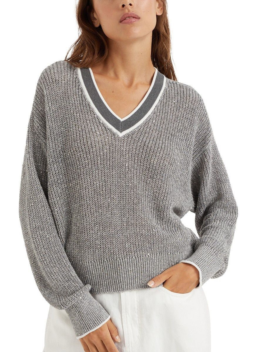 Brunello Cucinelli o1w1db10825 Sweater in Medium Grey Size XL / US 12-14 / IT 48-50 - 2 Thumbnail
