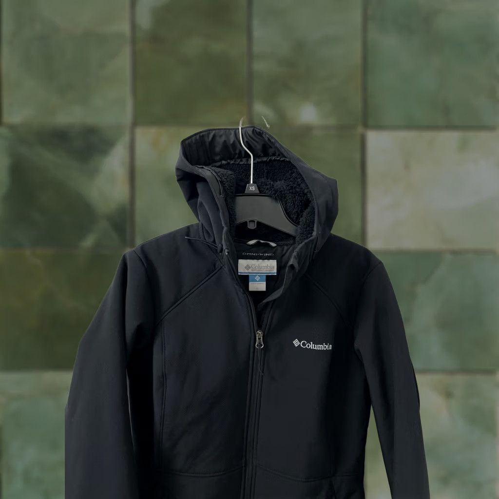 Vintage Columbia Jacket Womens M Black Omni-Wind Sherpa Lined Hooded Full Zip L/S Size M / US 6-8 / IT 42-44 - 1 Thumbnail