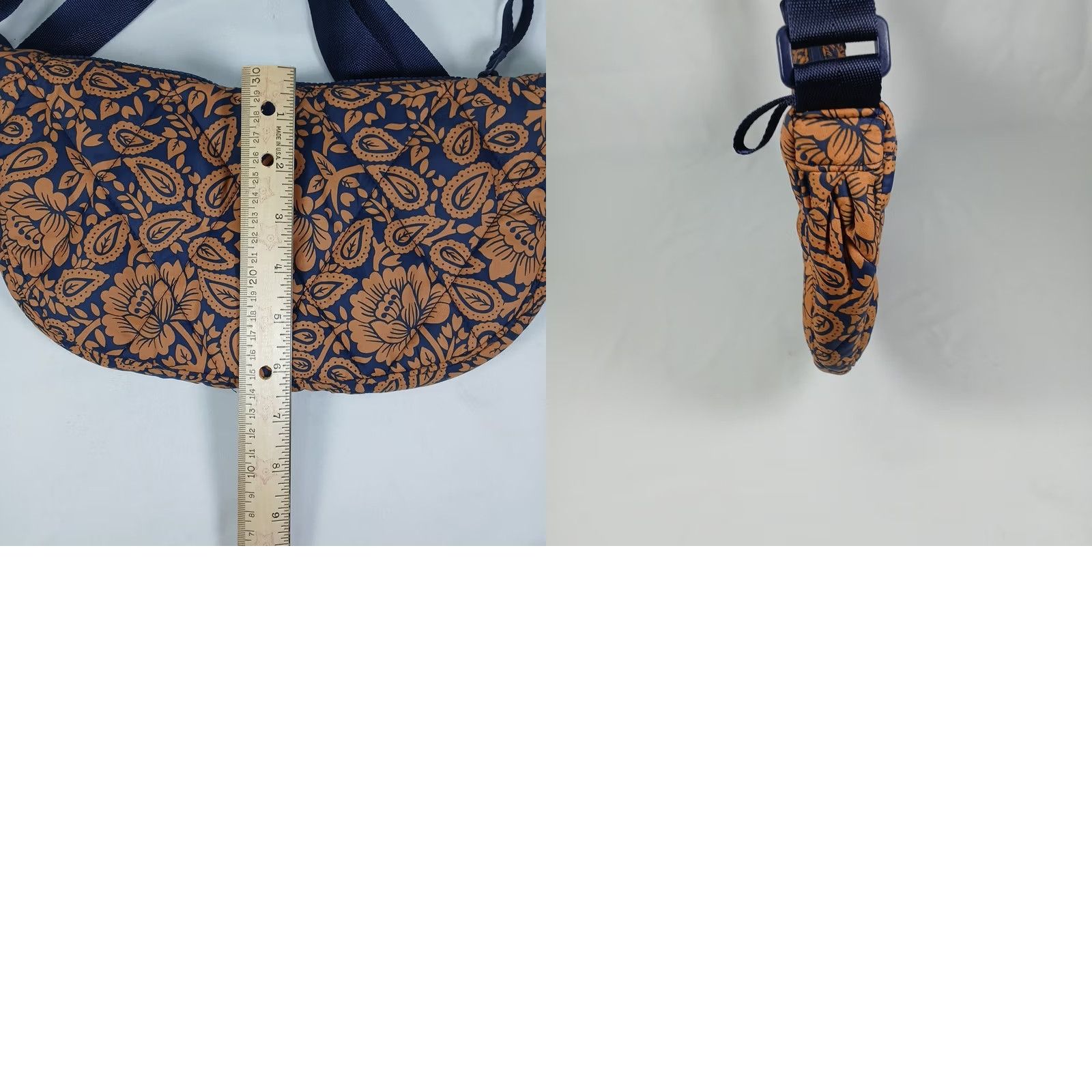 Vera Bradley Vera Bradley Quilted Shoulder Bag Orange Blue Floral Paisley Adjustable Strap Medium Women USB? Size ONE SIZE - 8 Thumbnail