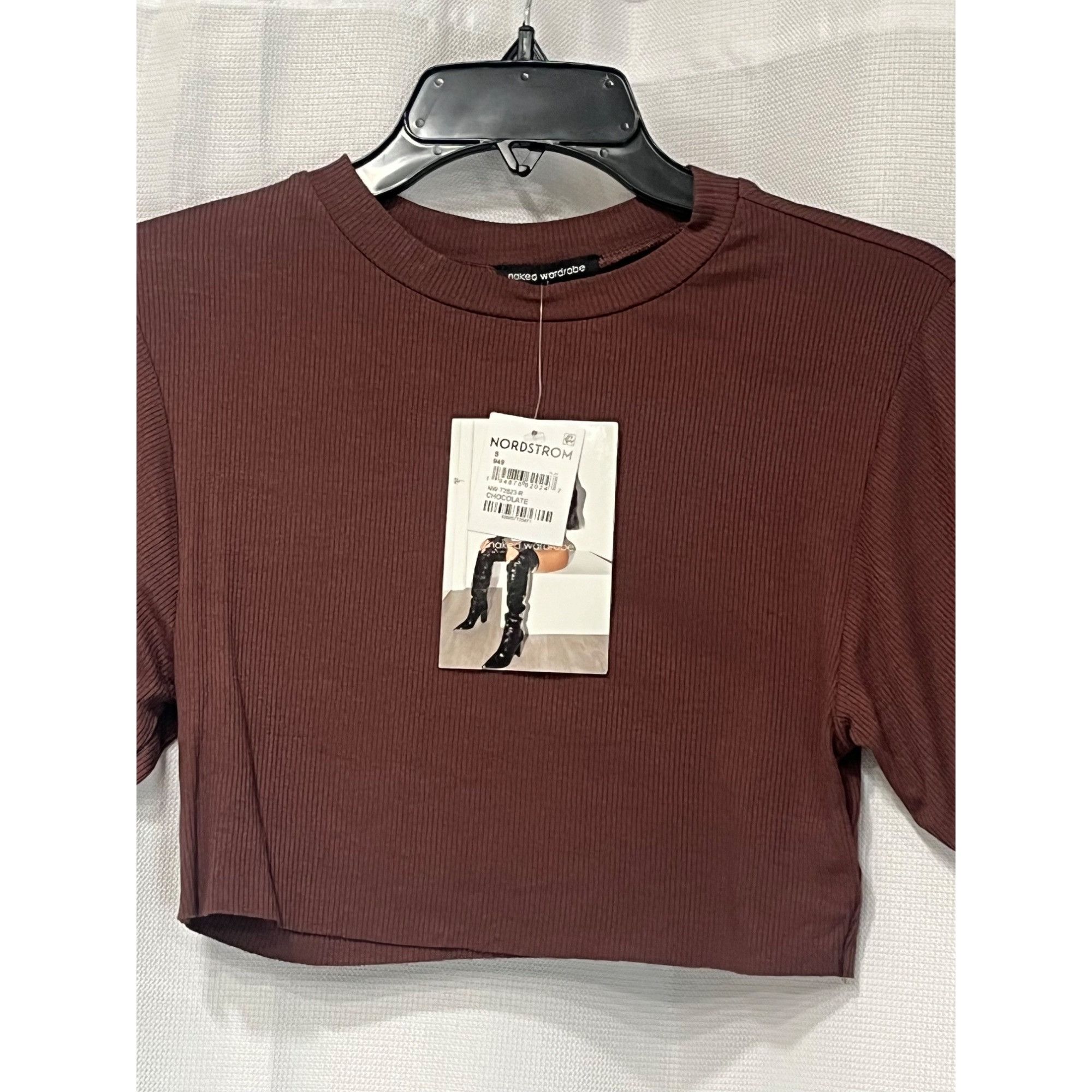 Other Naked Wardrobe Crop T-shirt In Chocolate, Sz. S Size S / US 4 / IT 40 - 5 Thumbnail