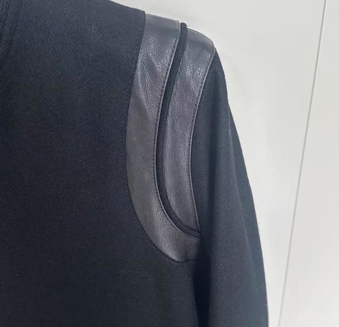 Saint Laurent Paris YSL Classic Black Wool Leather Baseball Jacket Size US M / EU 48-50 / 2 - 4 Thumbnail