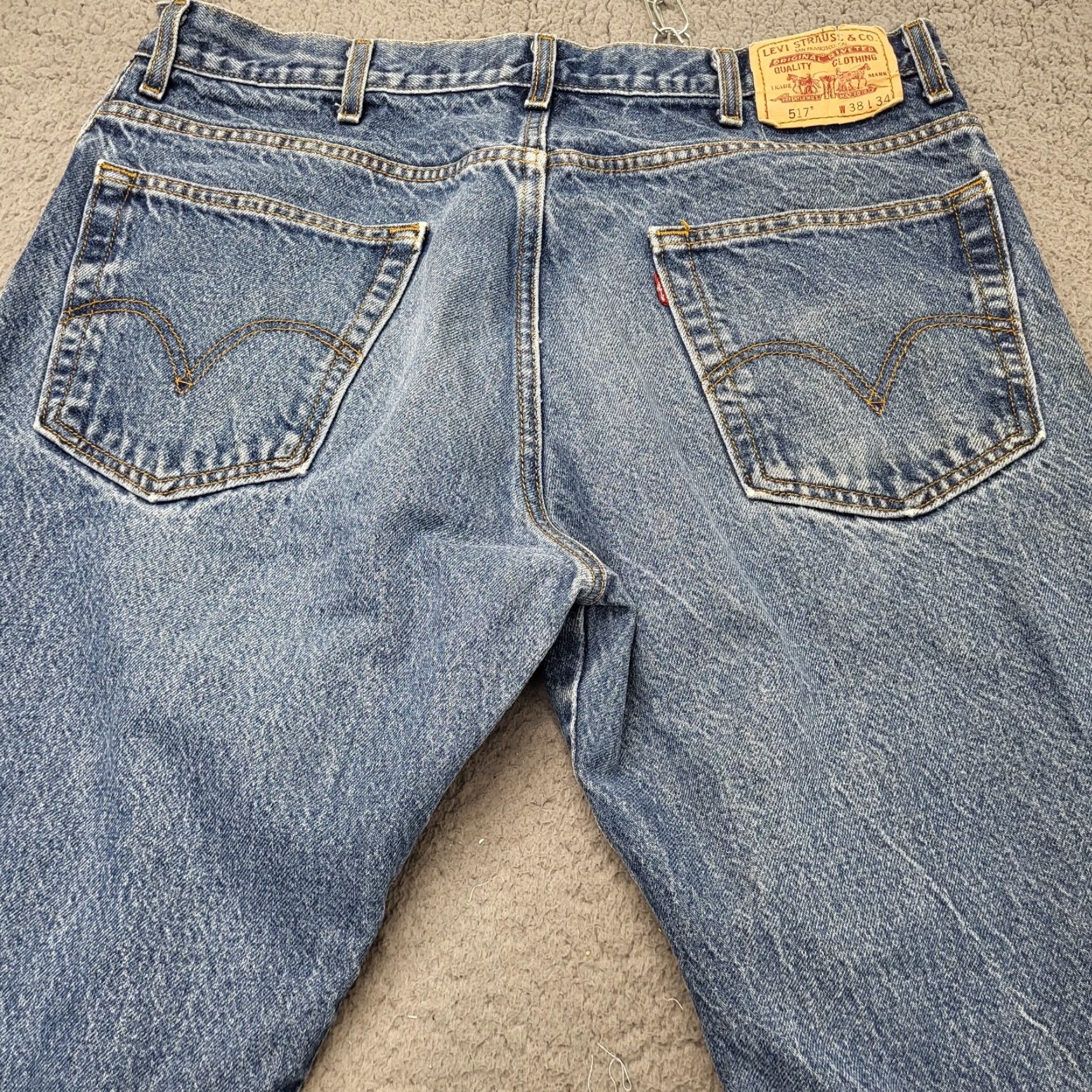 Levi's VINTAGE Levi's Jeans 517 Mens 38x34 Blue Denim Made in Mexico 20517-0217 *READ* Size US 38 / EU 54 - 4 Thumbnail