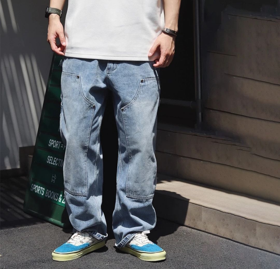 Japanese Brand × Jean Streetwear Jeans Men Cargo Double Knee Carpenter Size US 32 / EU 48 - 2 Thumbnail