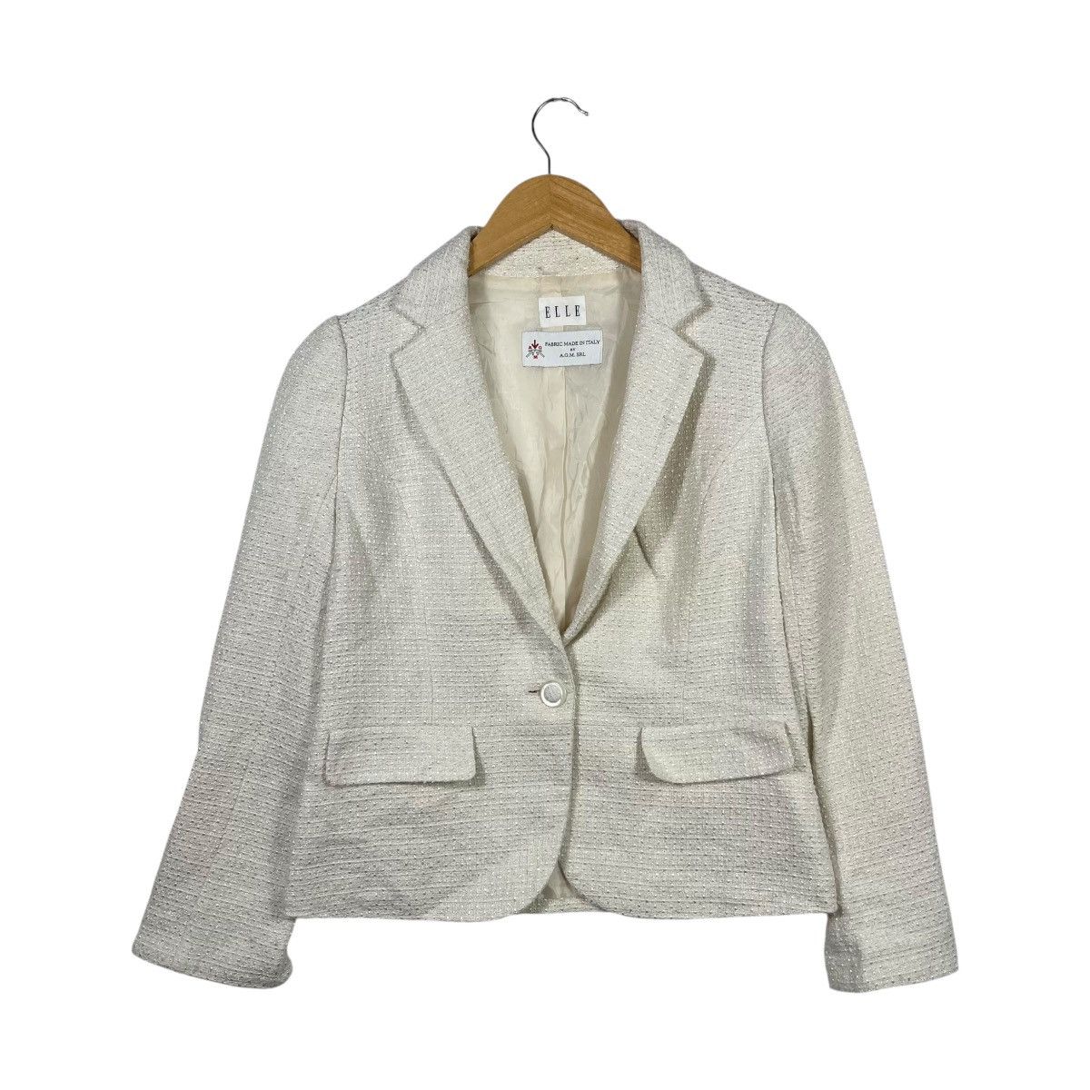 Vintage ELLE Cream Tweed Blazer Italian Fabric Women’s Tailored Size M / US 6-8 / IT 42-44 - 1 Thumbnail