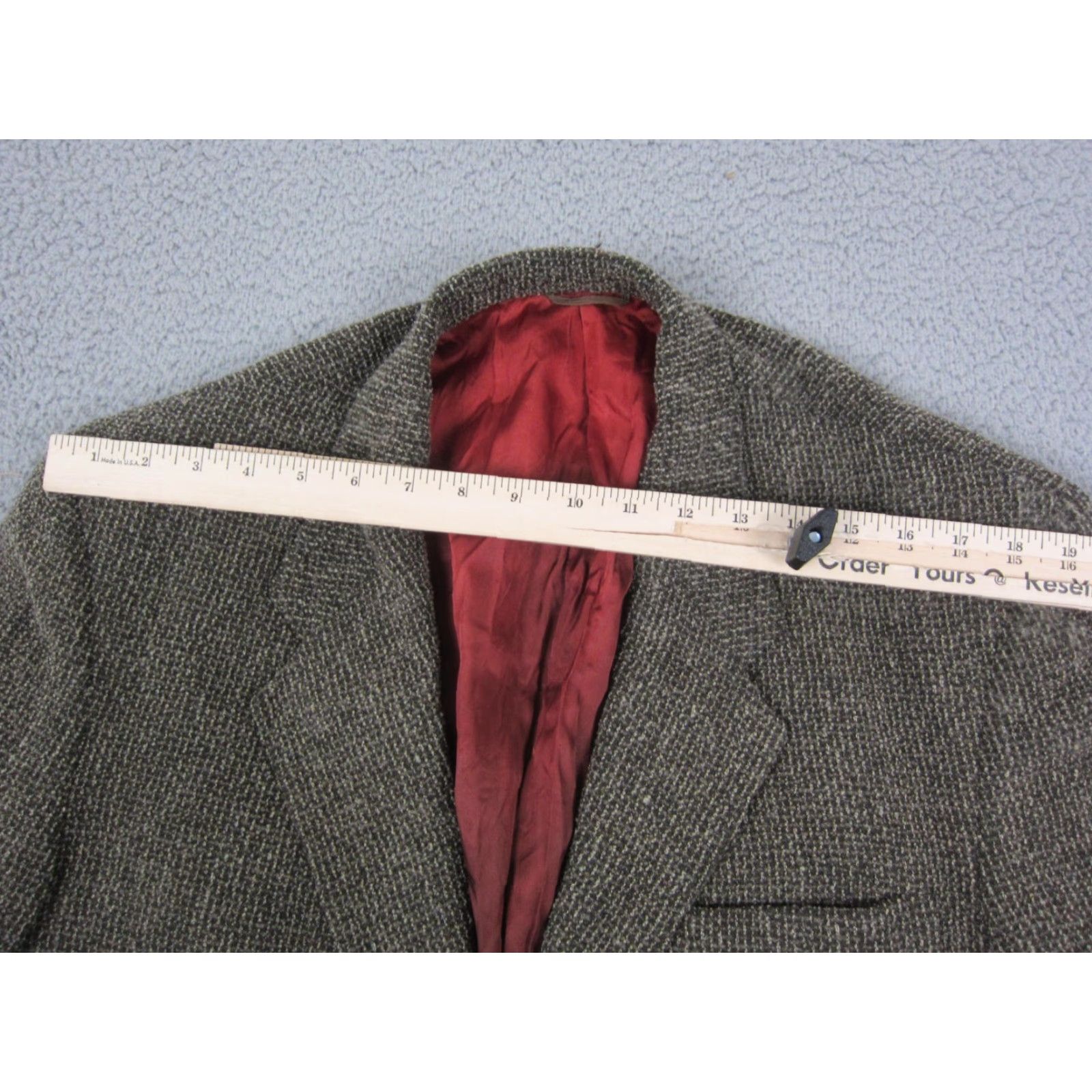 The Territory Ahead Territory Ahead Blazer Mens 44 L Green Black Wool Tweed Short Notch 3-Button Single-Breasted Vintage Jacket US Made Mens Size 44R - 7 Thumbnail
