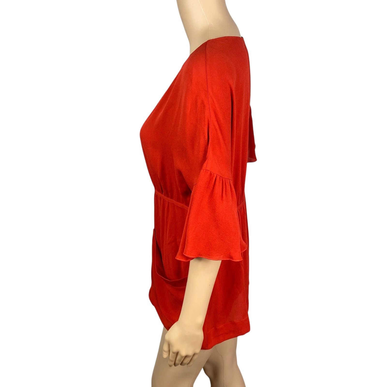 Stella McCartney Stella McCartney Red Silk Bell Sleeve Empire Blouse SZ 38/4 Size S / US 4 / IT 40 - 6 Thumbnail