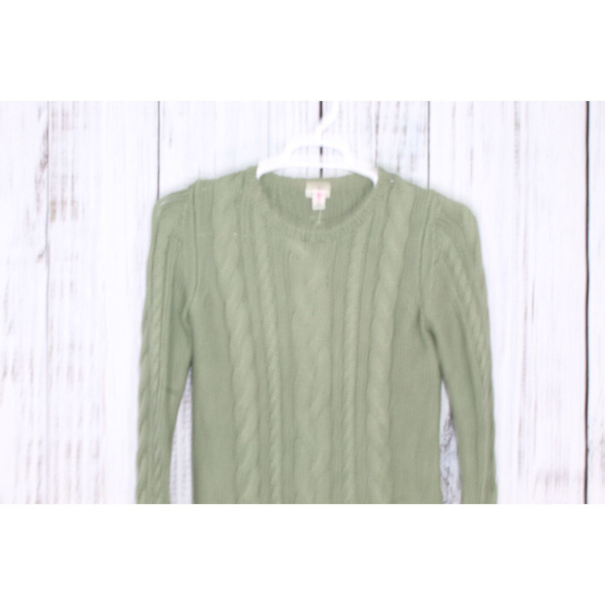 L.L. Bean LL Bean Women's Double L Cable Sweater Crewneck Bay Leaf Size S / US 4 / IT 40 - 2 Thumbnail