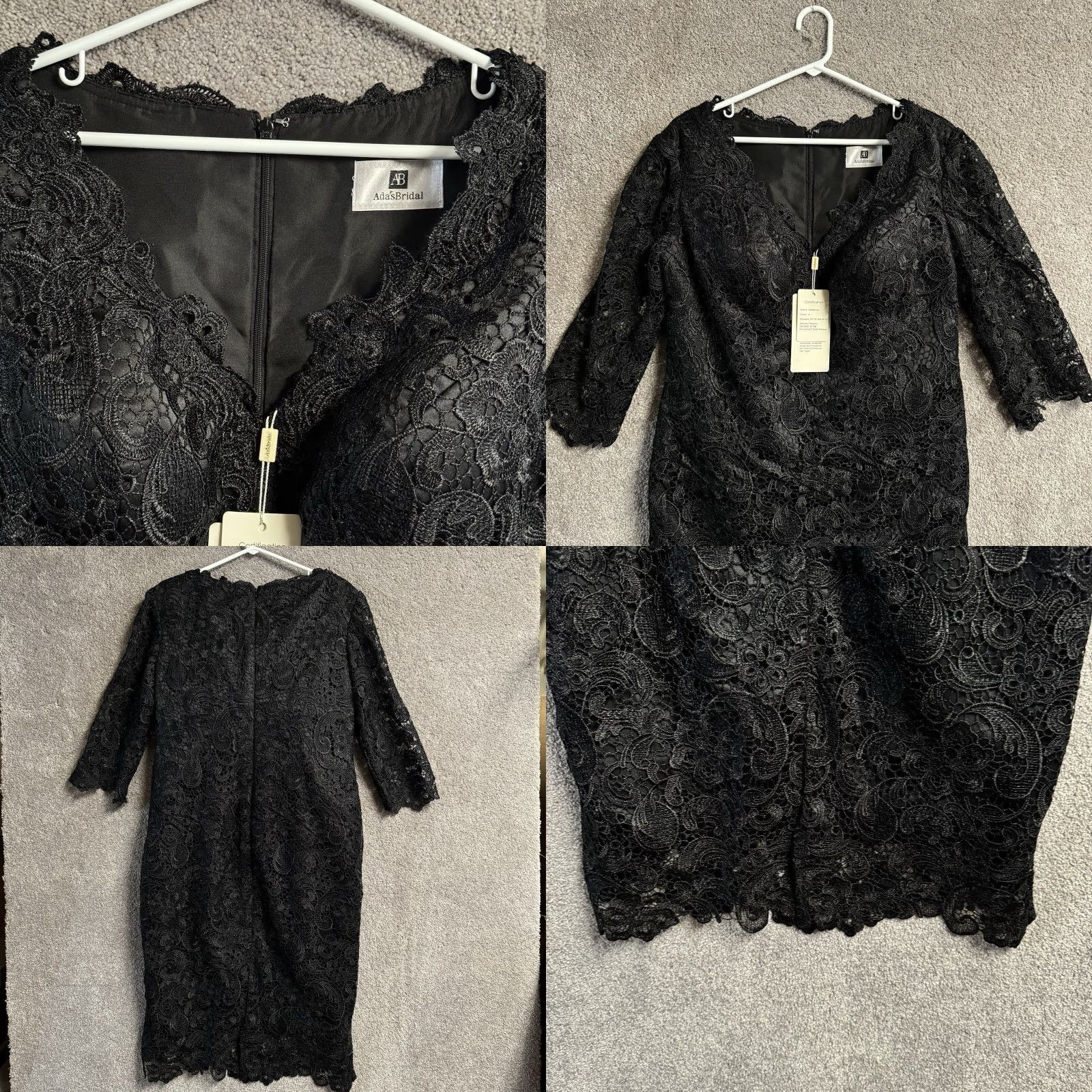 Vintage VINTAGE Adas Bridal Dress Womens Plus 16W Lined Padded Bra Lace Romantic Victorian Goth Midi Black 3/4 Sleeve Zip Formal Party Wedding Mens? Size XXL / US 16-18 / IT 52-54 - 8 Thumbnail