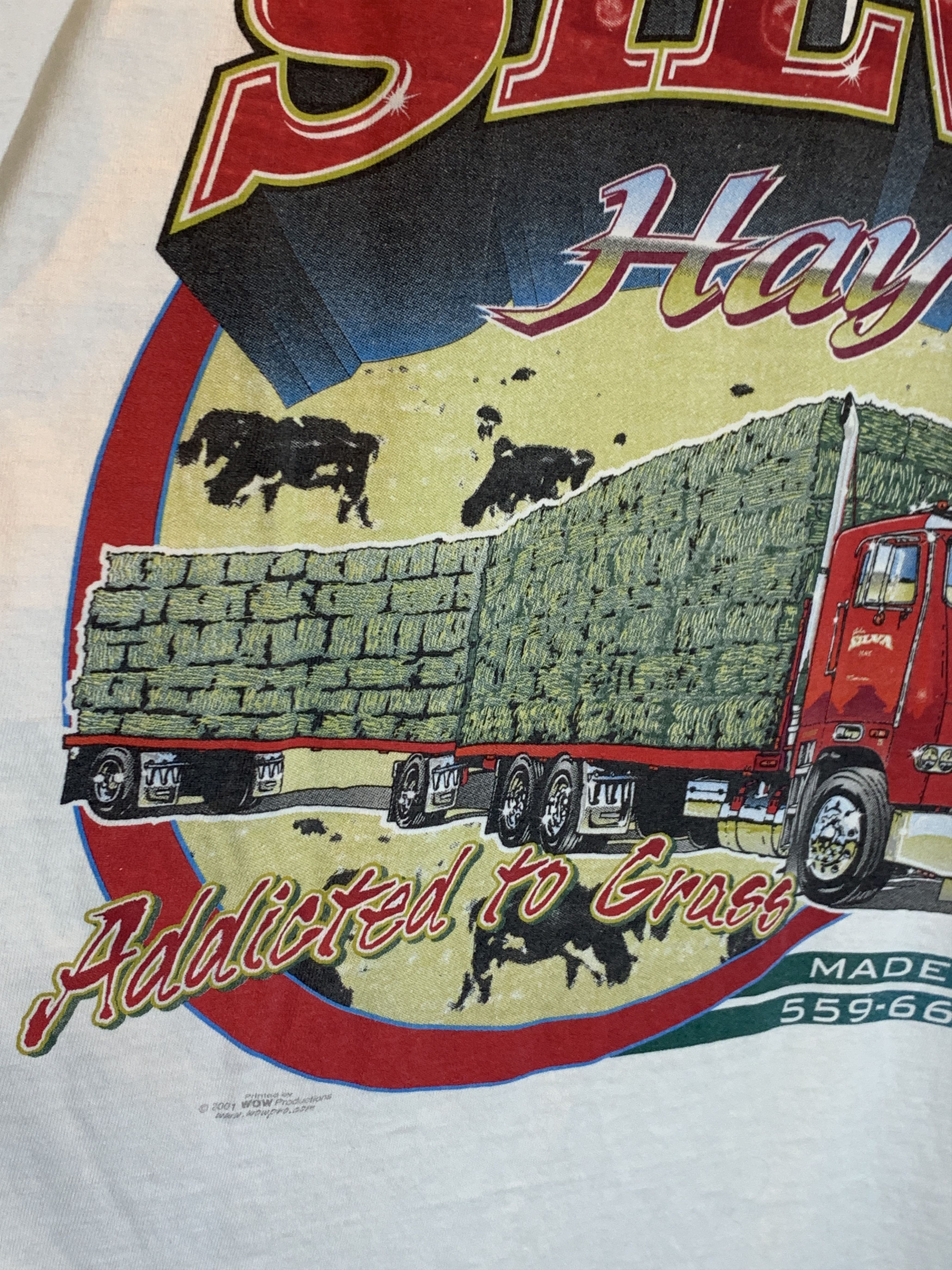 Vintage RARE* Vintage Addicted To Grass Hay Trucking Art T-Shirt Y2K Size US XL / EU 56 / 4 - 4 Thumbnail