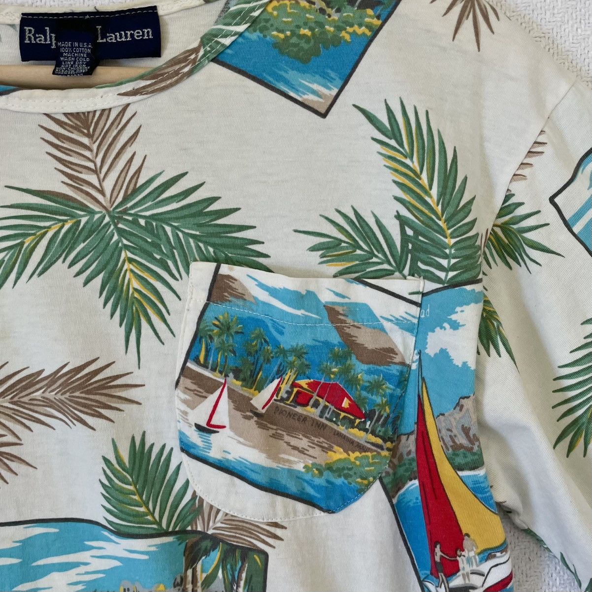 Ralph Lauren Vintage 80s 90s AOP Hawaiian Tropical Postcard Shirt Summer Size US M / EU 48-50 / 2 - 6 Thumbnail