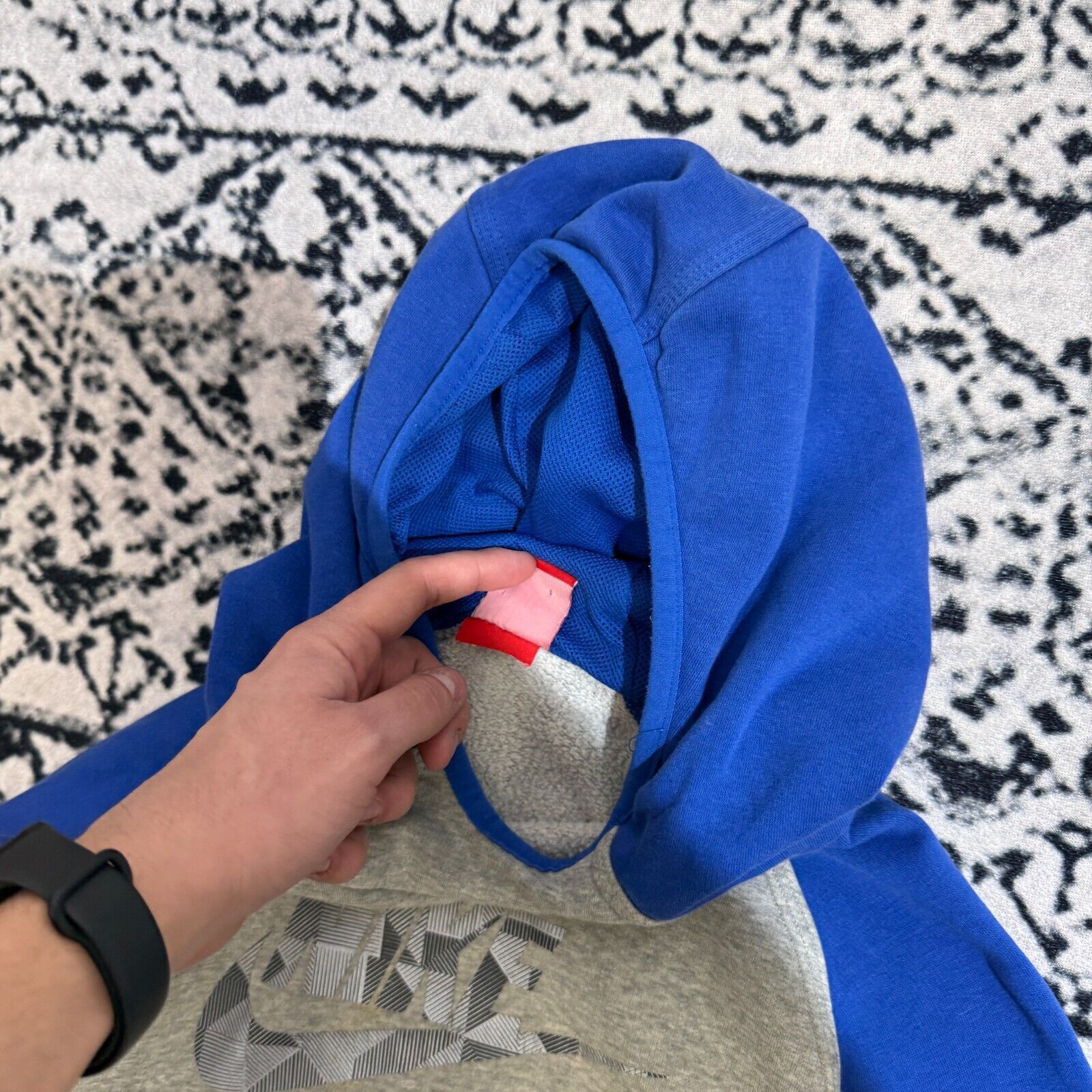 Nike × Vintage Vintage Nike Blue Gray Cotton Hoodie Size S Tech Fleece 90s Size US S / EU 44-46 / 1 - 7 Thumbnail