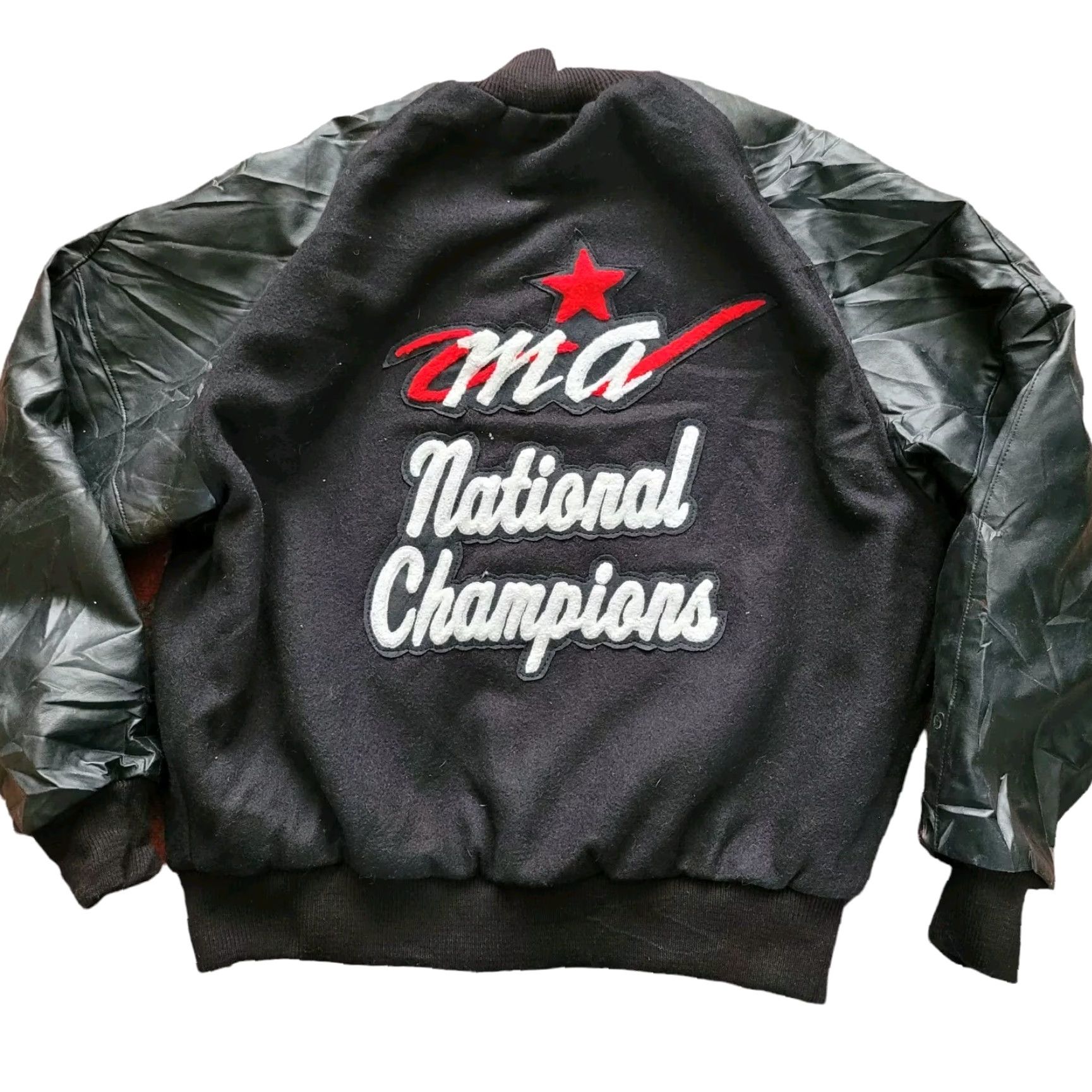 Vintage Ma National Champions Varsity Wool Jacket - Shirt - Adult L - Made In USA - Black - USA - 90s - Mens Size US L / EU 52-54 / 3 - 4 Thumbnail