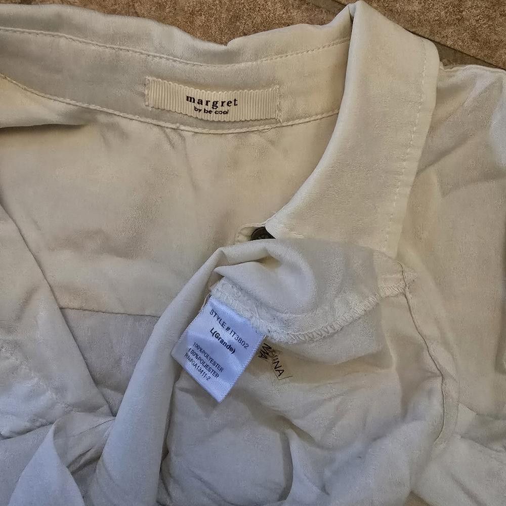 Designer Beige Cropped Margret Button Down Tank Size L / US 10 / IT 46 - 4 Thumbnail