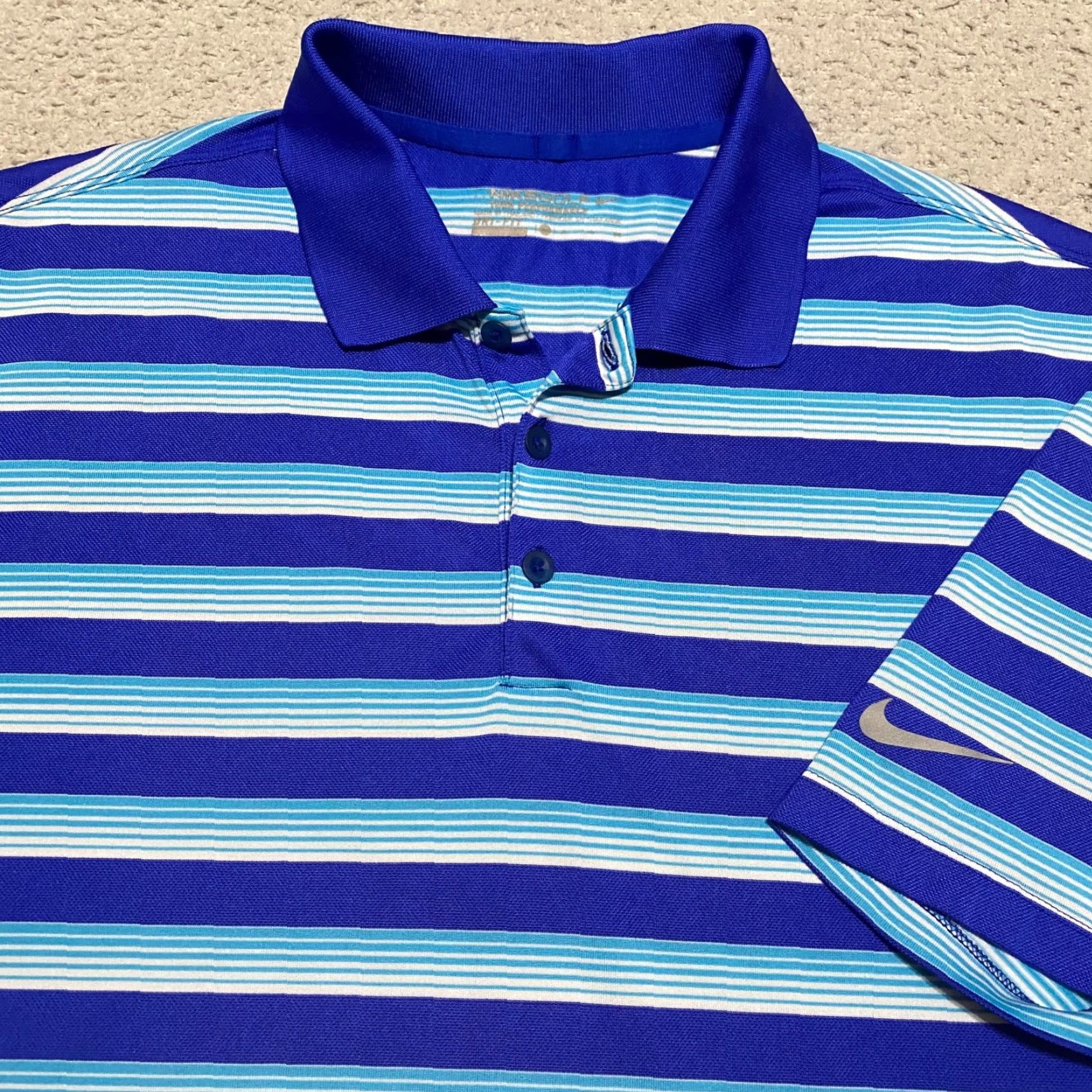 Nike Nike Golf Polo Shirt Men XL Dri-Fit Striped Blue Short Sleeve Athletic Size US XL / EU 56 / 4 - 5 Thumbnail