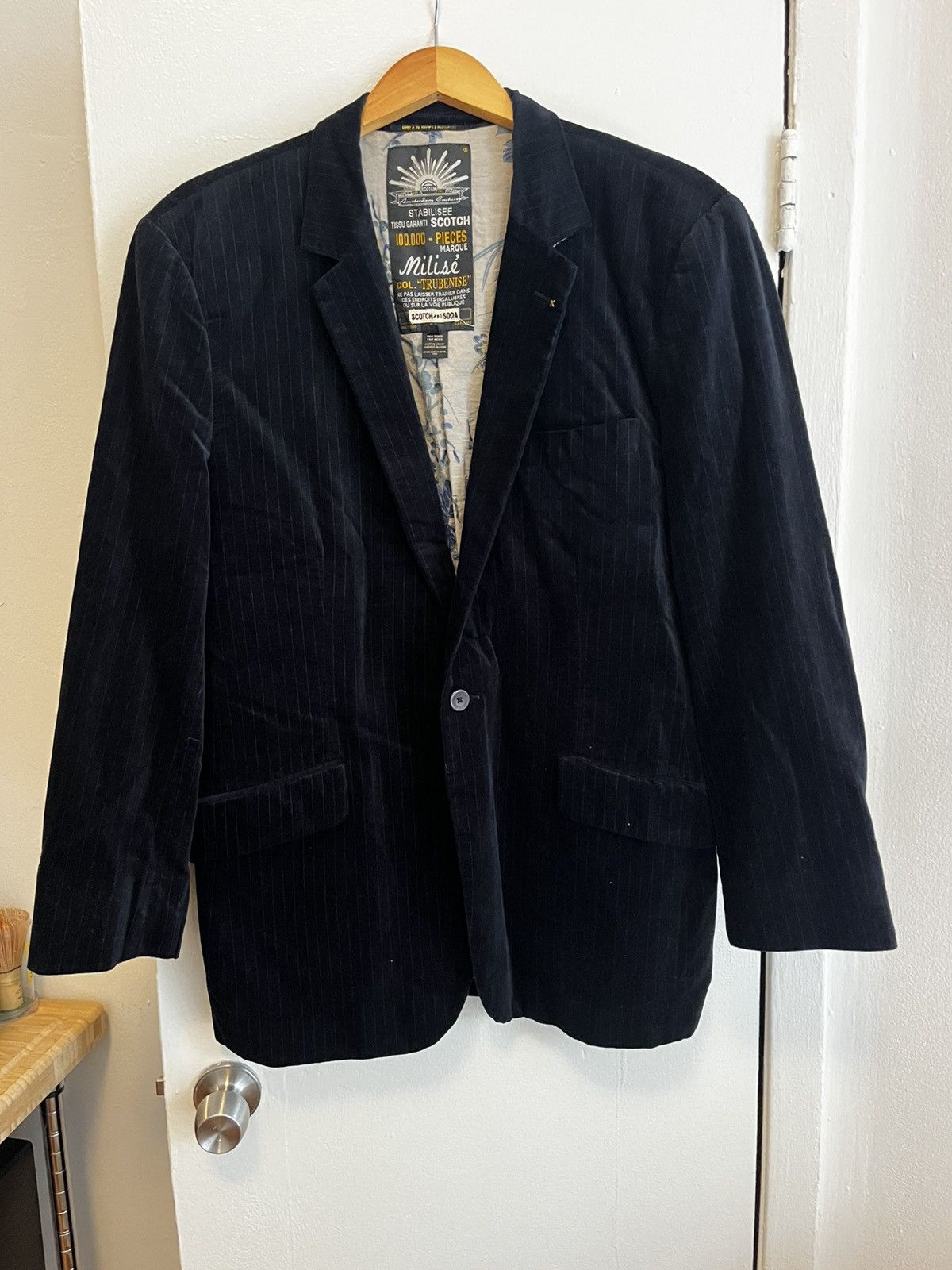 Scotch & Soda Navy Suede Scotch & Soda Pinstripe Blazer 44R Size 44R - 1 Thumbnail