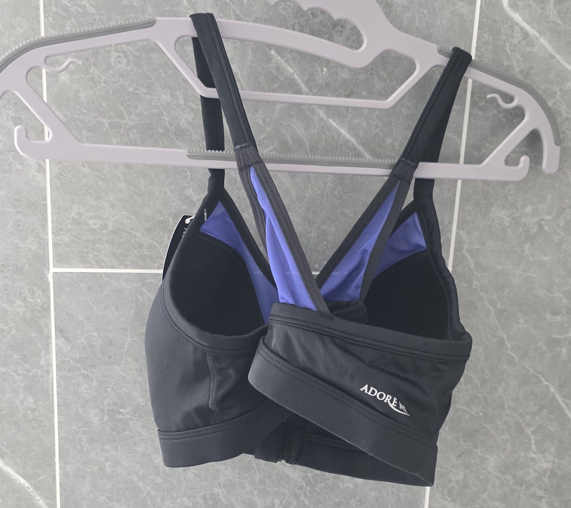 Unknown London NWT Adore Me Wirefree Zipper Sports Bra 0207 Black Blue L Size ONE SIZE - 2 Thumbnail