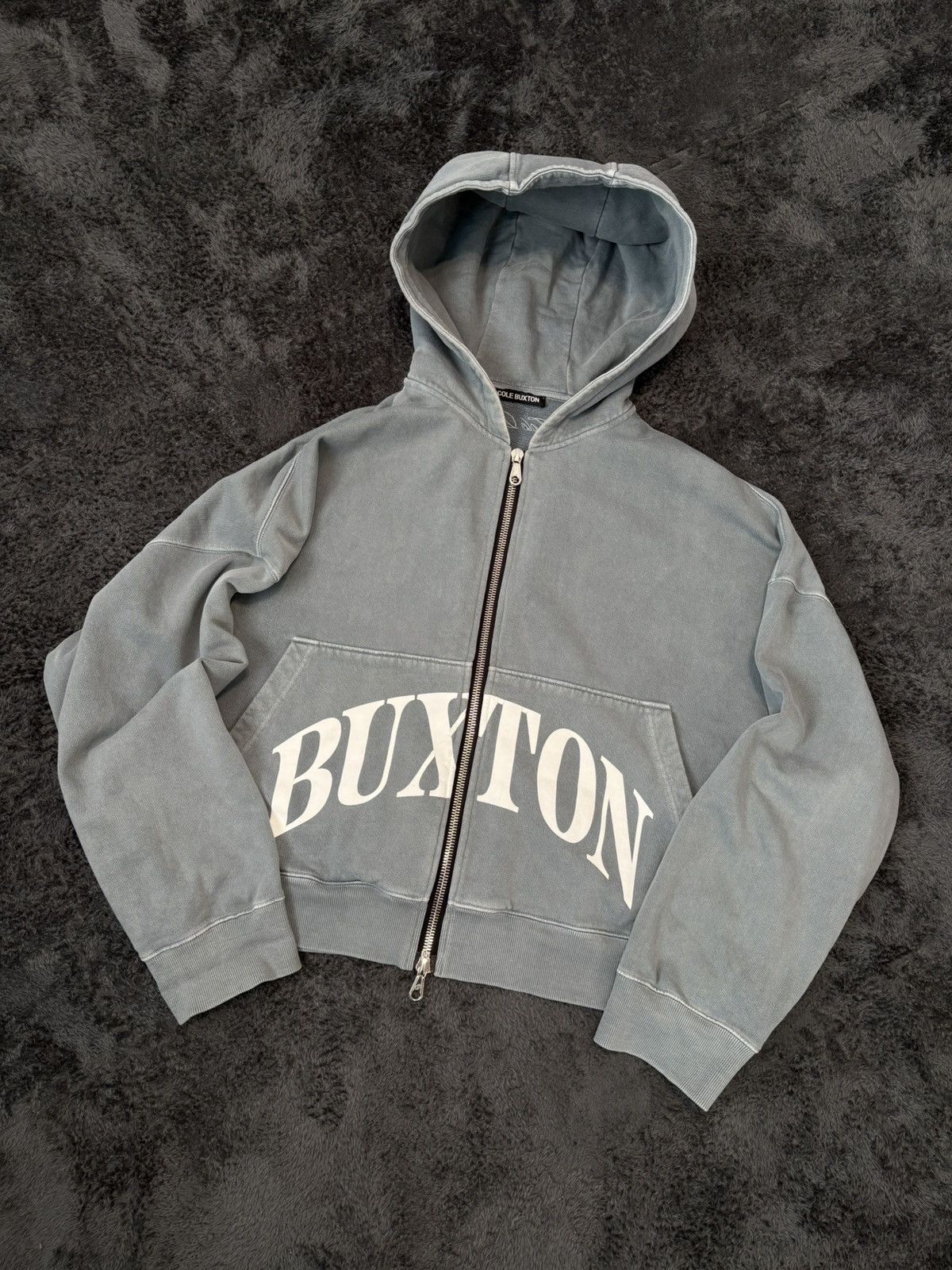 Cole Buxton Oversized Cropped Zip Hoodie