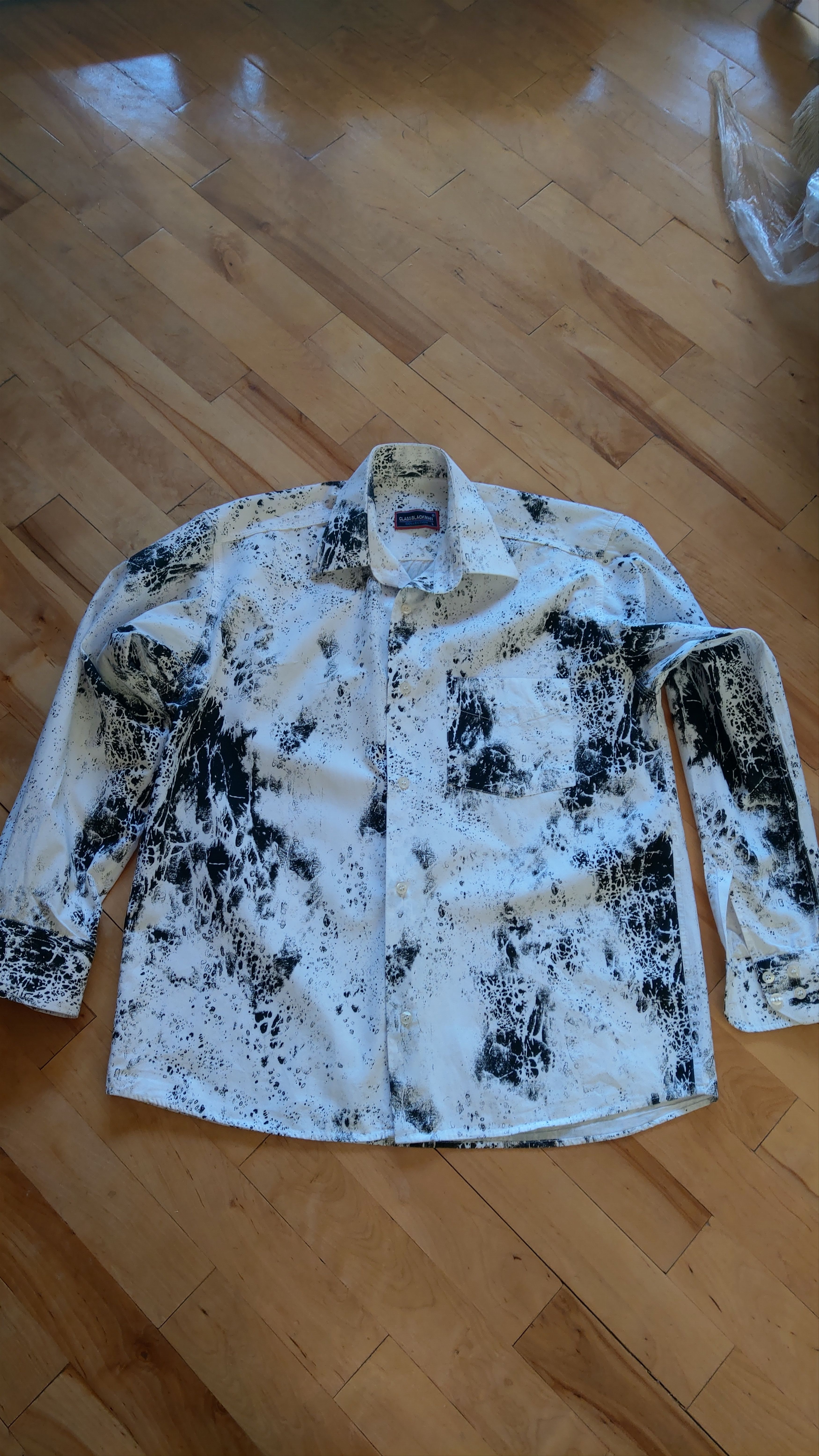 Vintage Asymmetric Drawing Shirt Overprint Goth Noir Button Up L Size US L / EU 52-54 / 3 - 10 Thumbnail