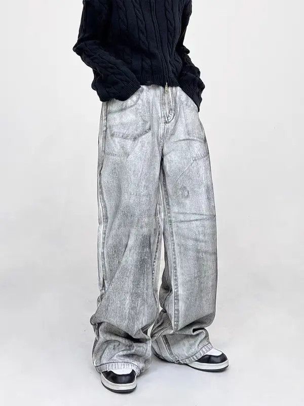 Japanese Brand High street tie-dye washed dirty white baggy jeans Size US 32 / EU 48 - 6 Thumbnail