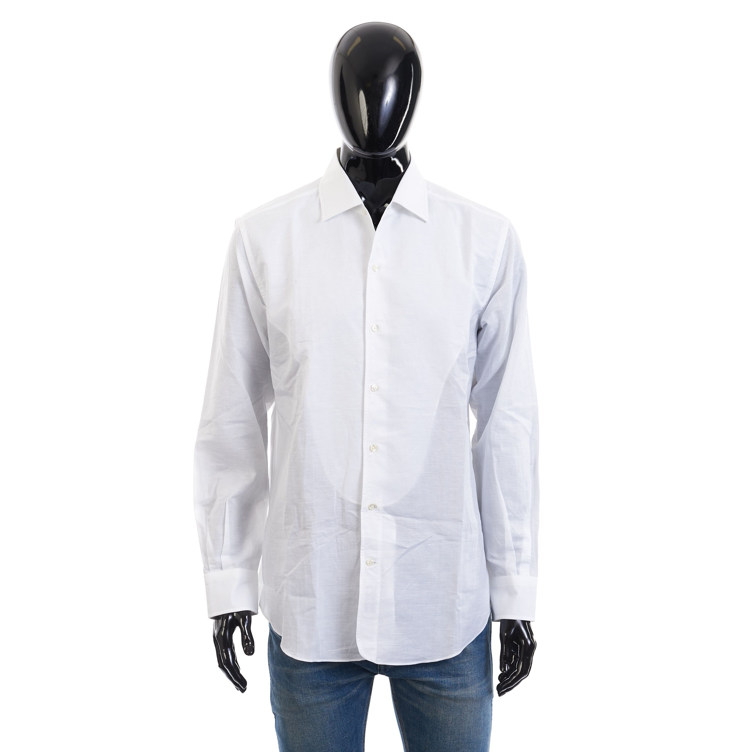 image of Loro Piana White 'andre' Shirt - Cotton, Linen in Optical White, Men's (Size Large)