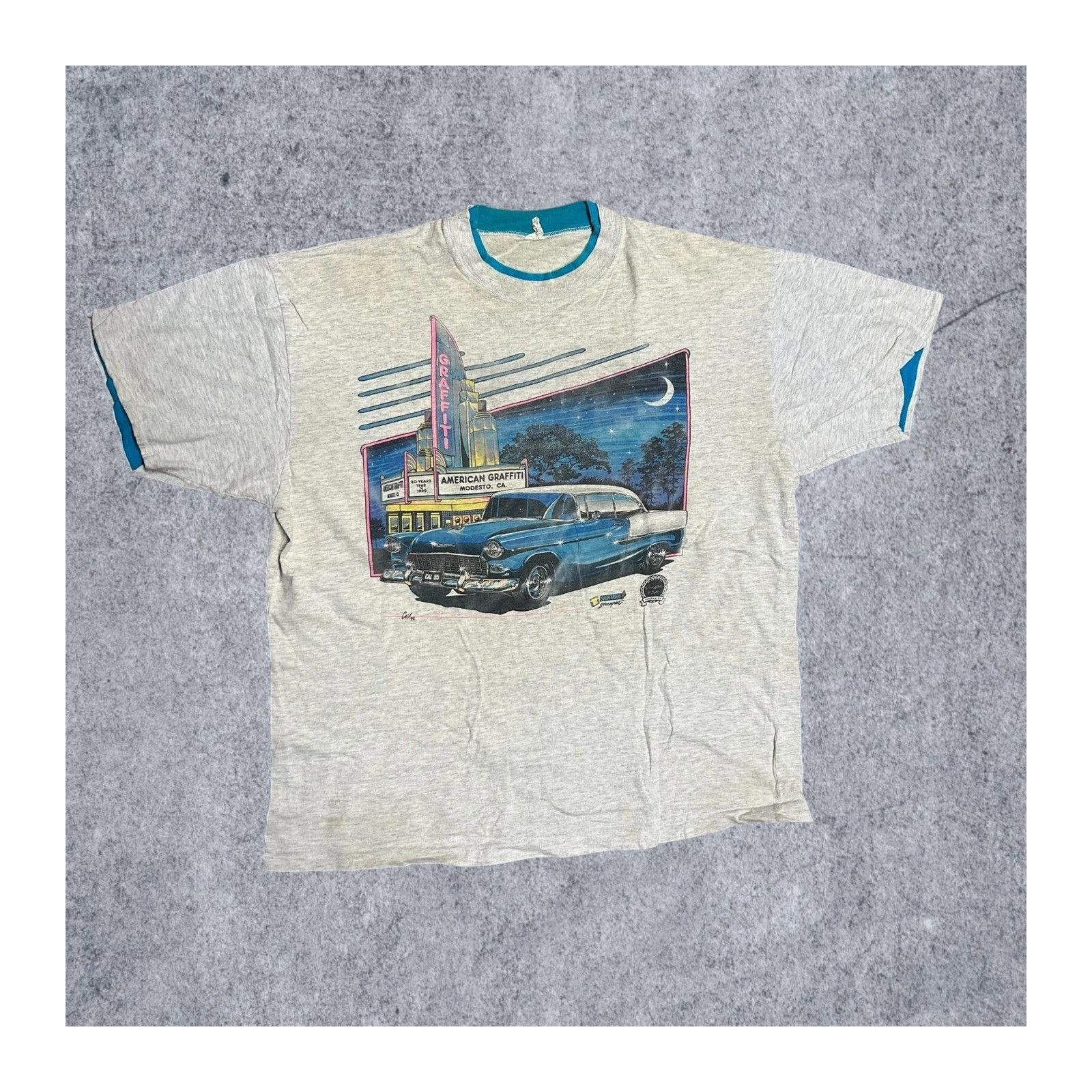 Gildan Vintage 80'S American Graffiti White Shirt Classic Car Xl Size US XL / EU 56 / 4 - 1 Thumbnail