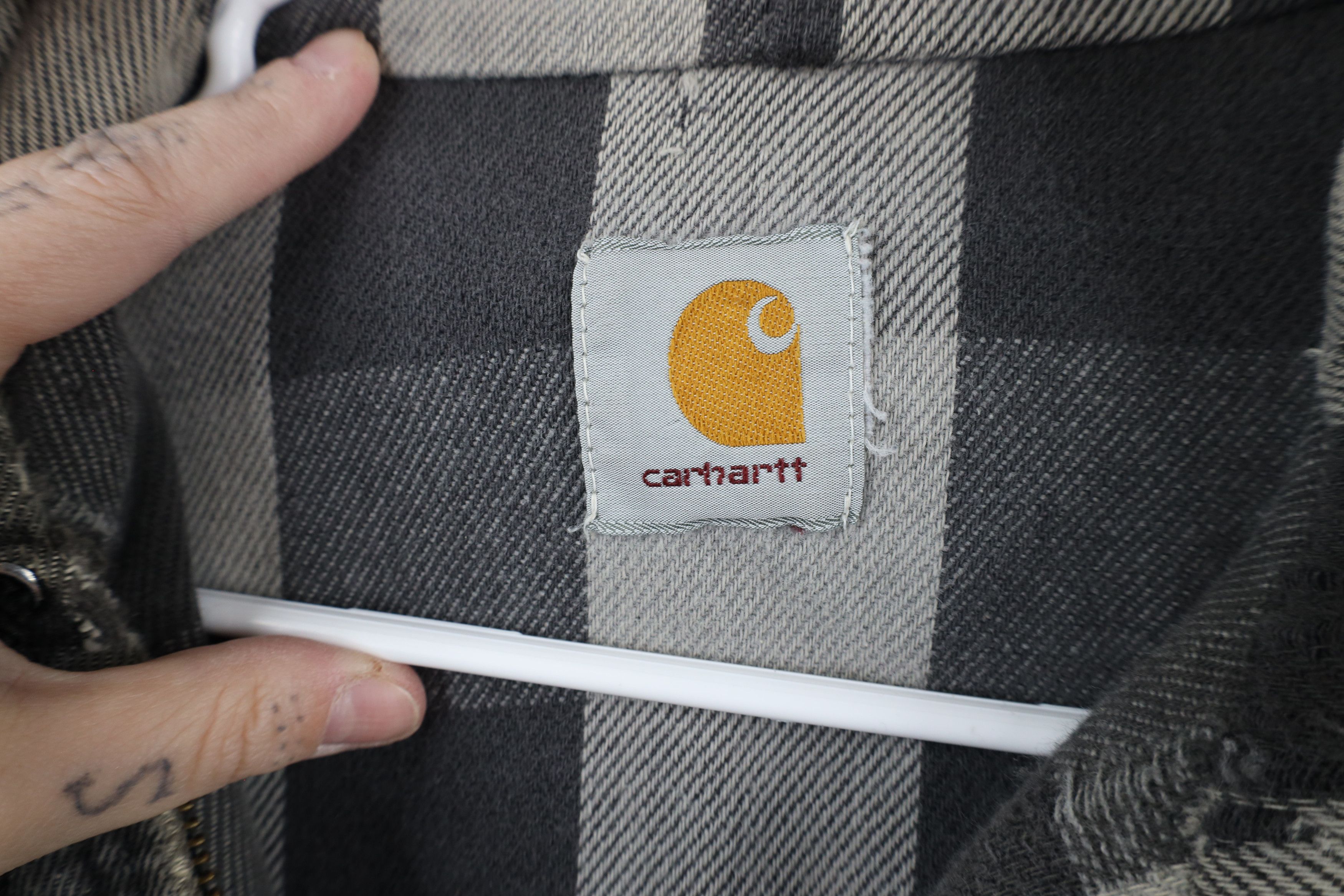 Carhartt Vintage 90s Carhartt Lined Denim Hooded Jacket Gray USA Size US XXL / EU 58 / 5 - 10 Thumbnail
