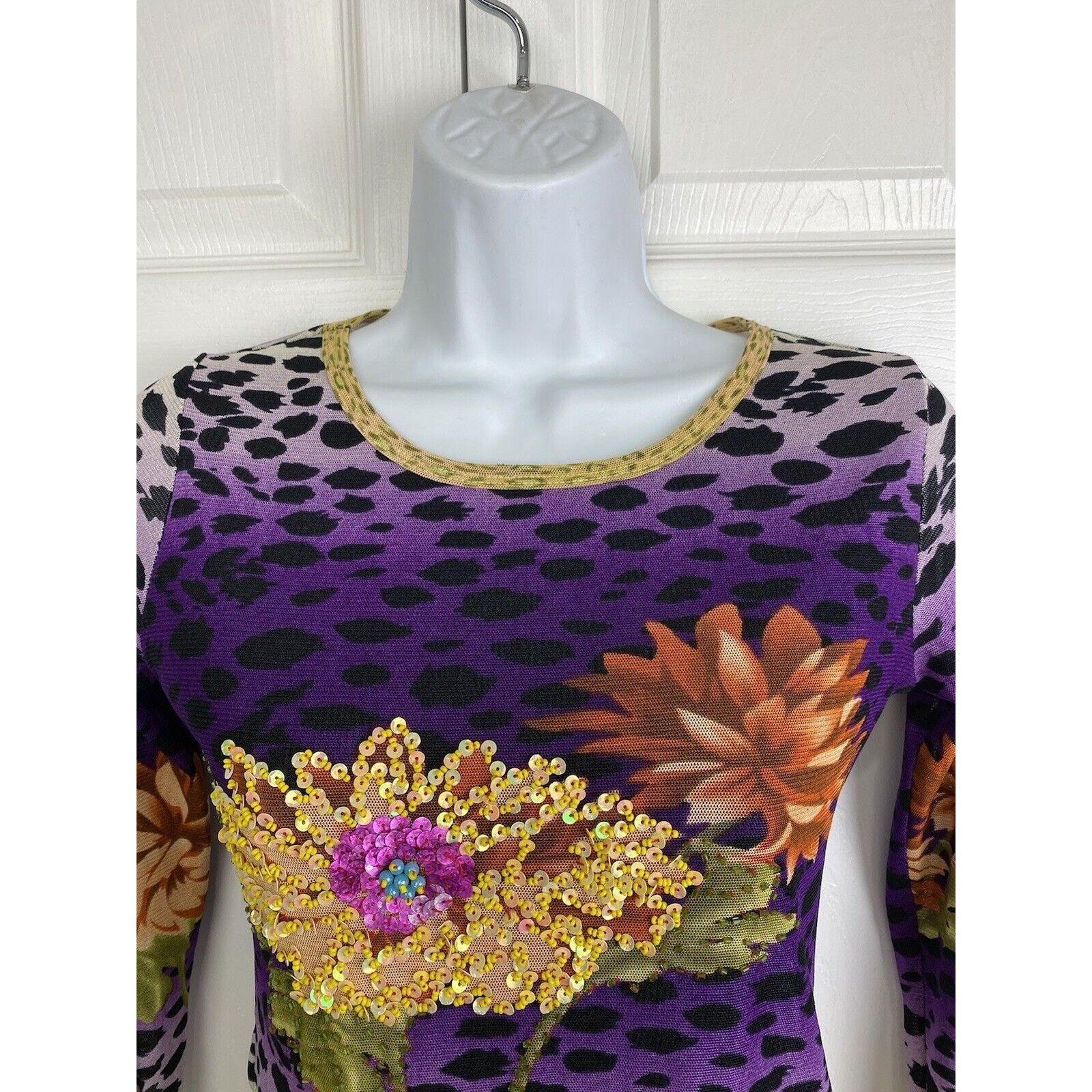 Other VTG KOKOMO Long Sleeve Mesh Top Floral Sequins Animal Print Size M / US 6-8 / IT 42-44 - 5 Thumbnail