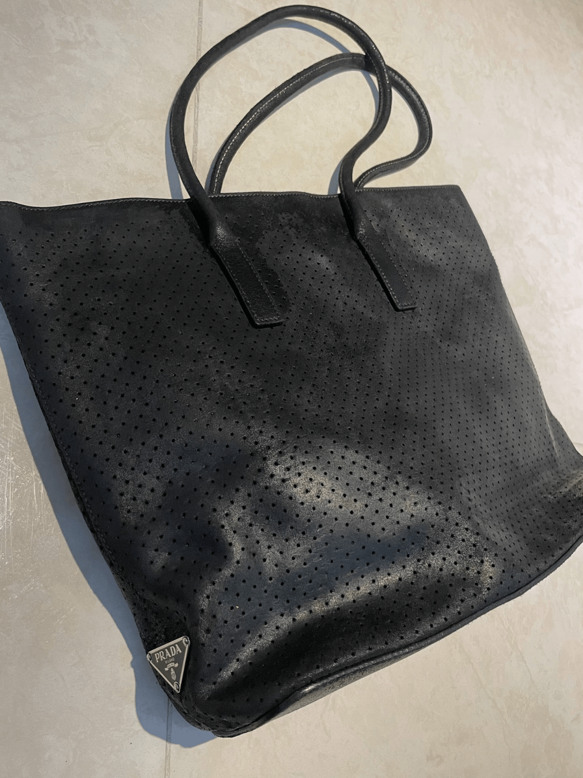 Prada Leather Tote Bag in Black, Men's